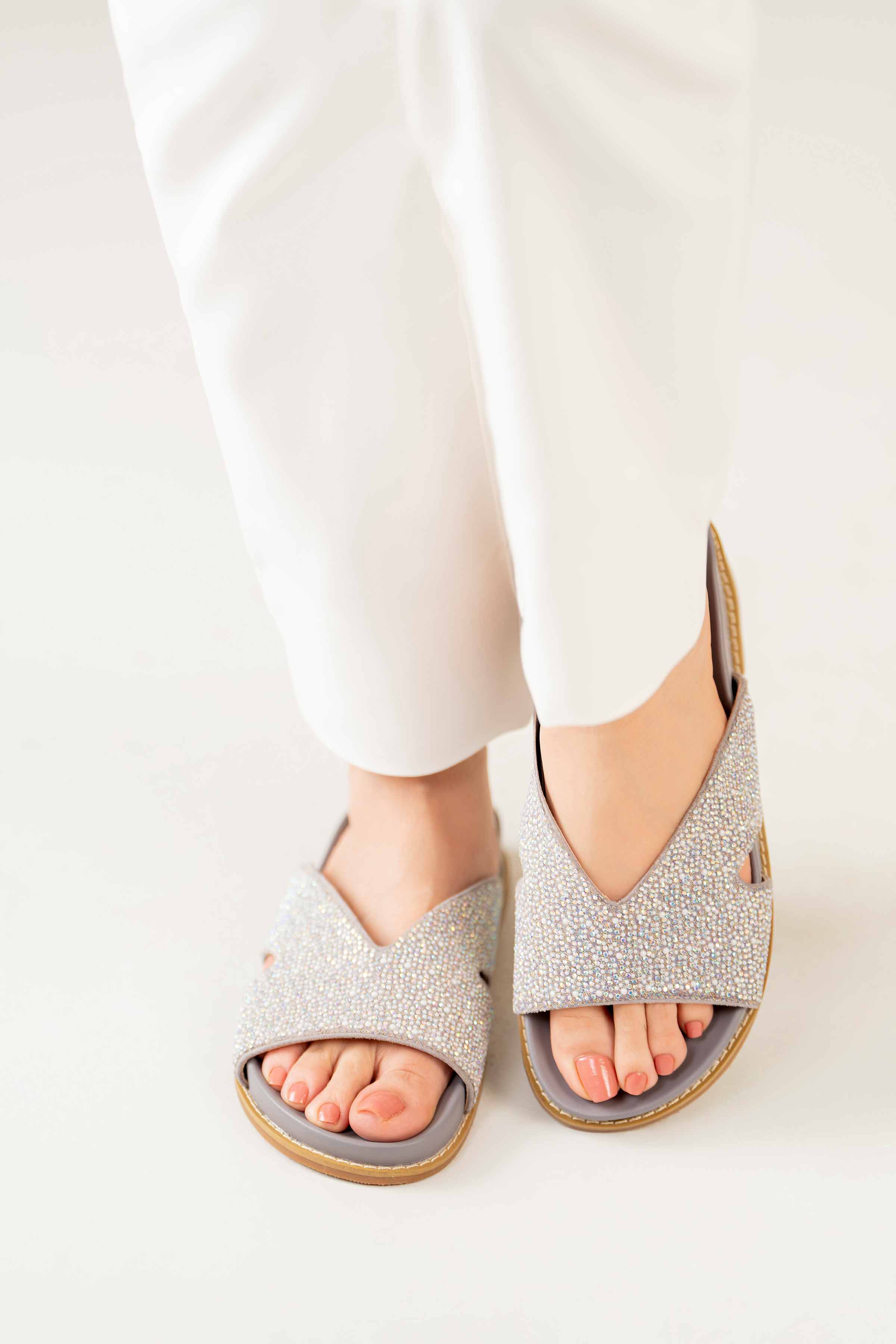 Silver Chappal-440562920 for Women - Fashion Collection | Nishat | Shop Online