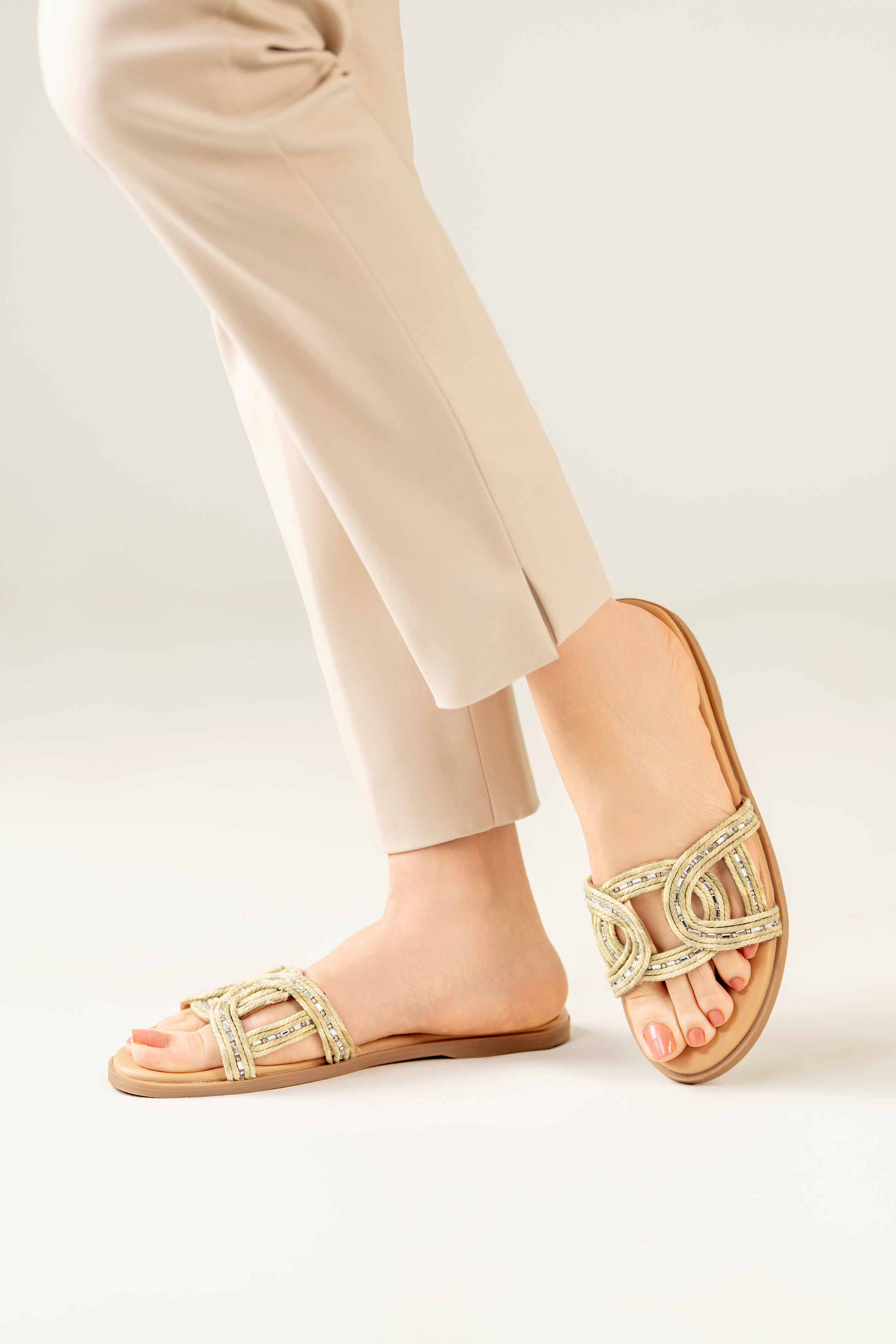 Light Green Chappal-440622904 for Women - Fashion Collection | Nishat | Shop Online