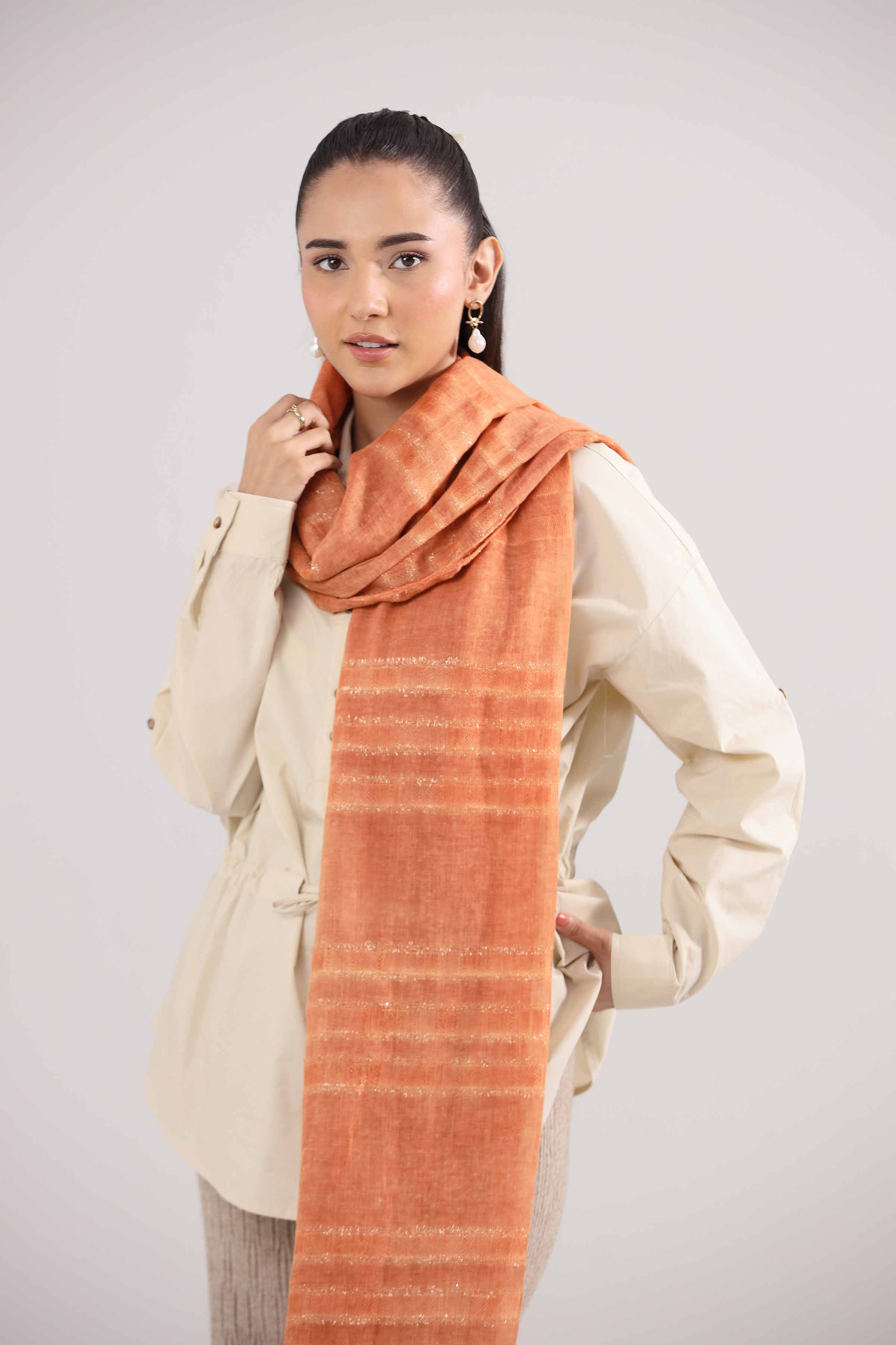 Orange Women Scarf-442362106 for Women – Scarf Collection | Nishat | Shop Online
