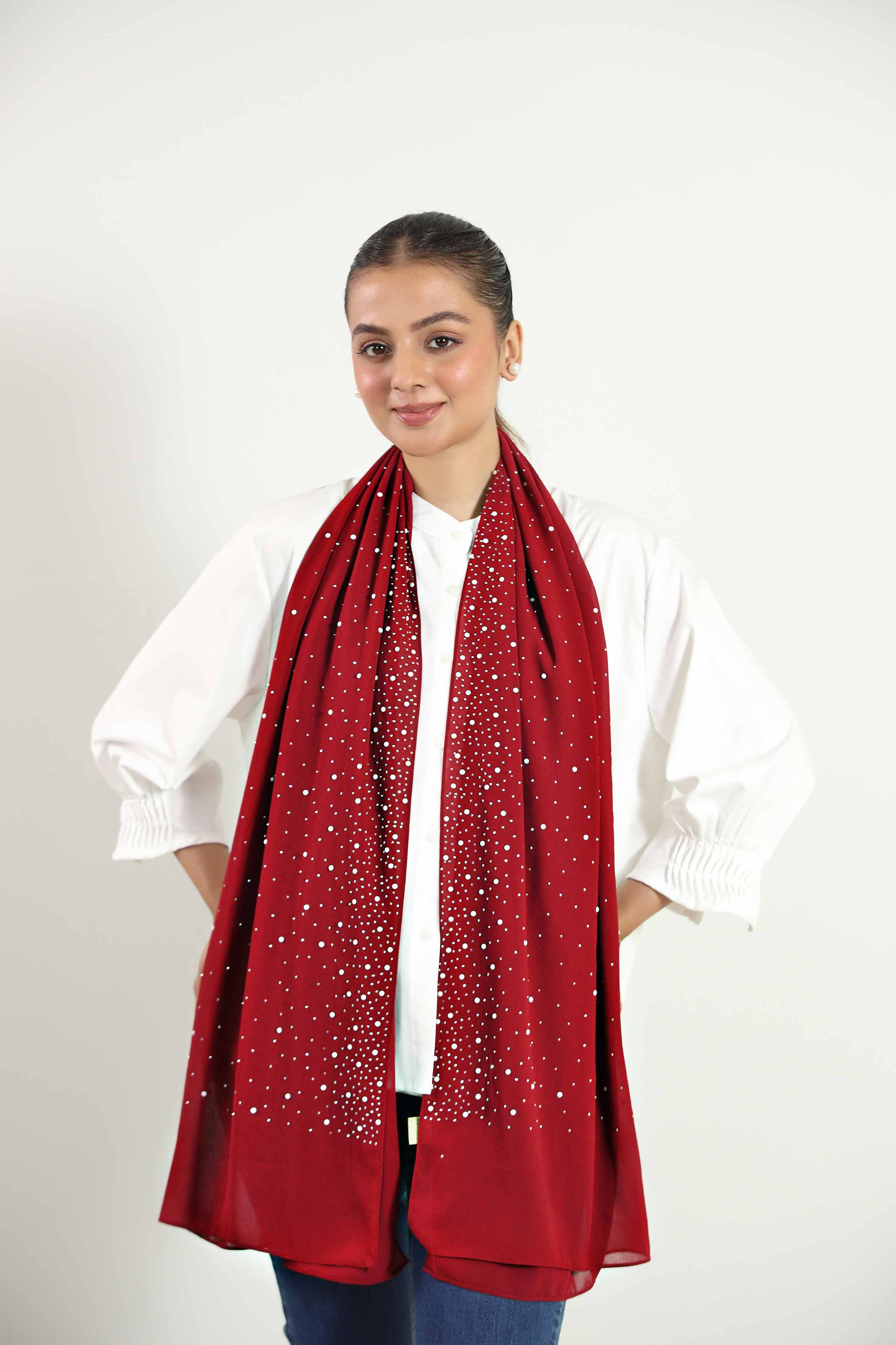 Maroon Women Scarf-442852122 for Women – Scarf Collection | Nishat | Shop Online