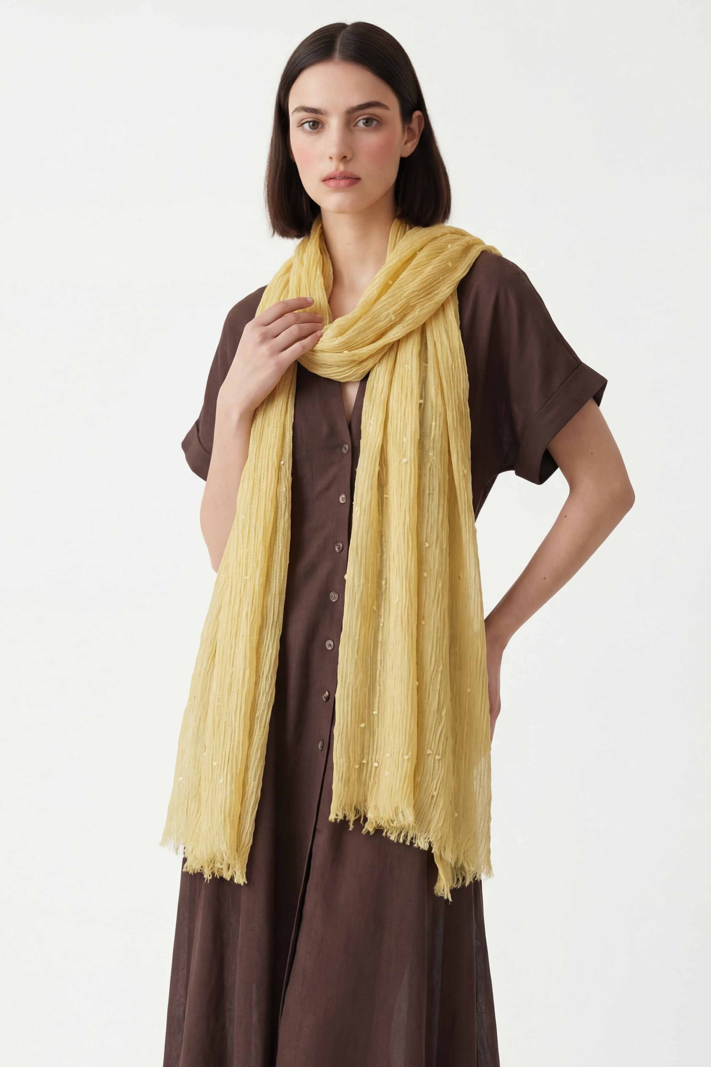 Yellow Women Scarf-443382102
