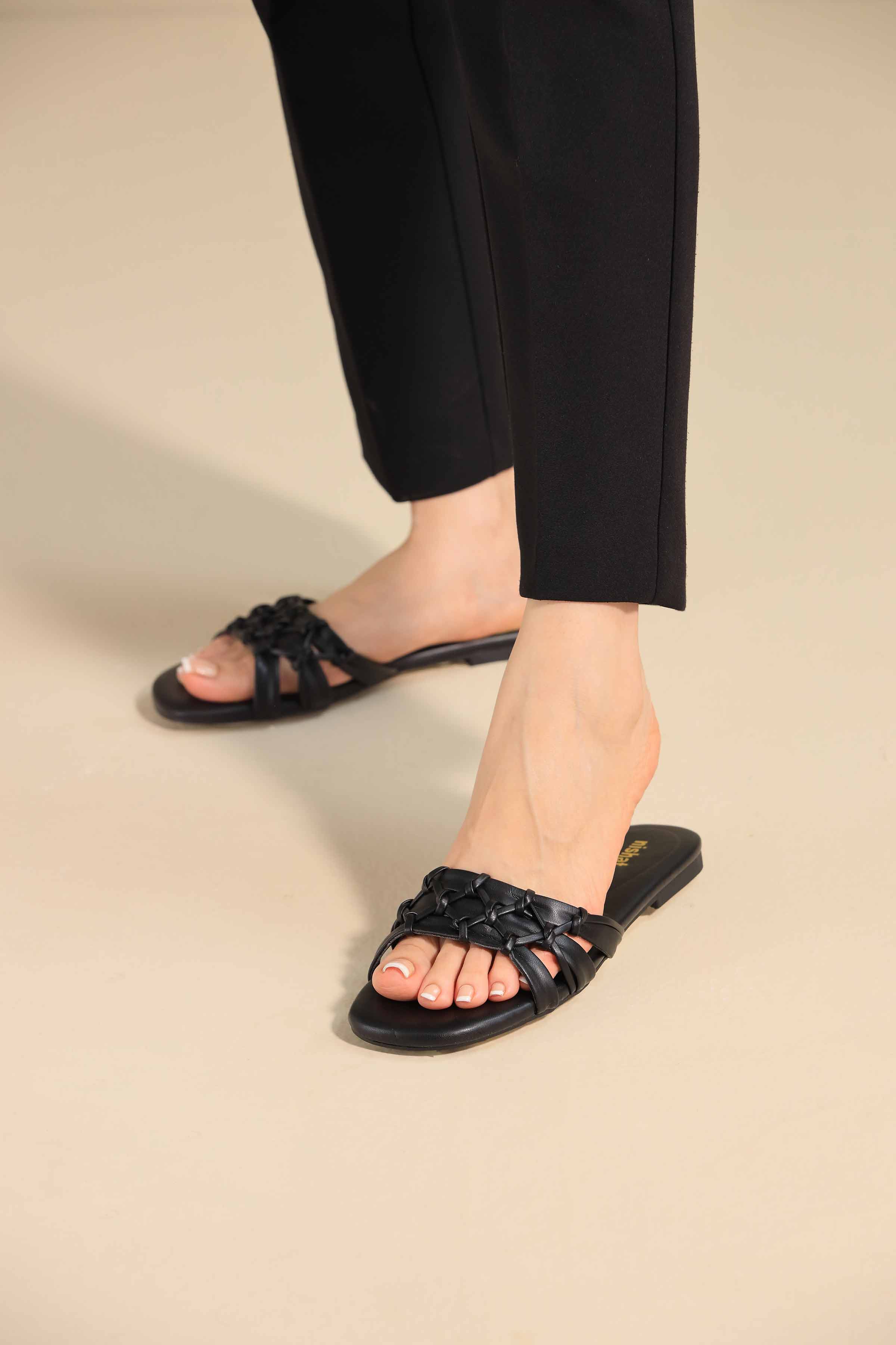 Black Chappal-445222903 - for Women - Shoes Collection | Nishat | Shop Online
