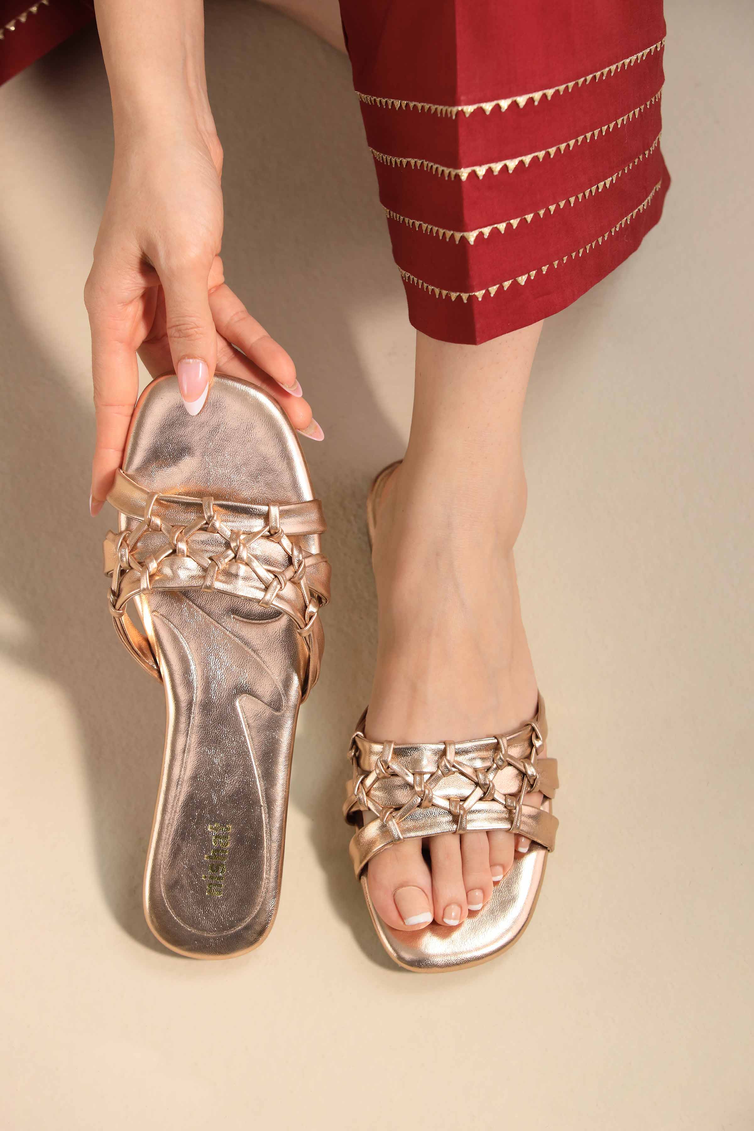 Champagne Chappal-445222916 - for Women - Shoes Collection | Nishat | Shop Online