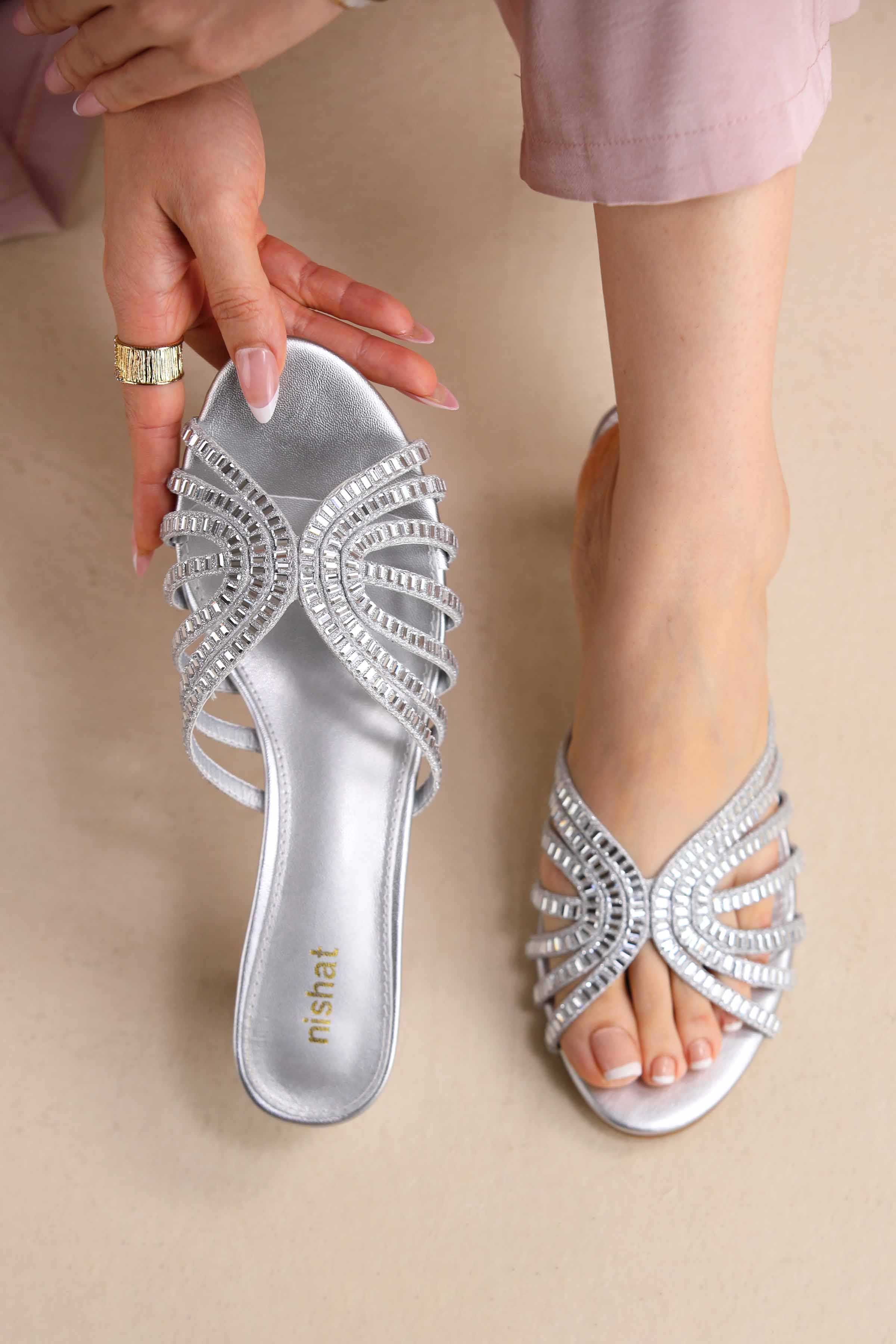 Silver Block Heels-445272920 - for Women - Shoes Collection | Nishat | Shop Online