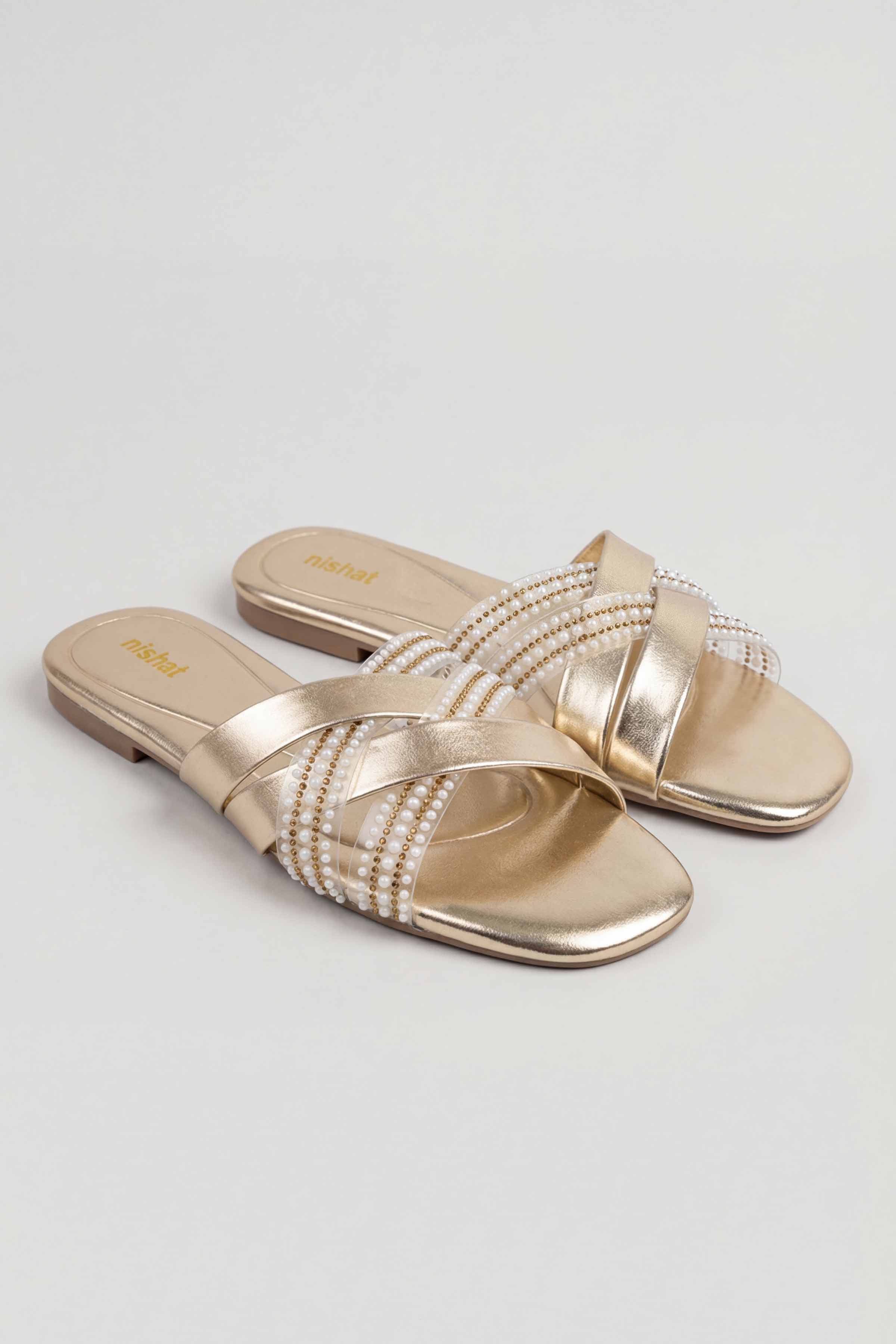 Gold Chappal-445292919 for Women - Fashion Collection | Nishat | Shop Online