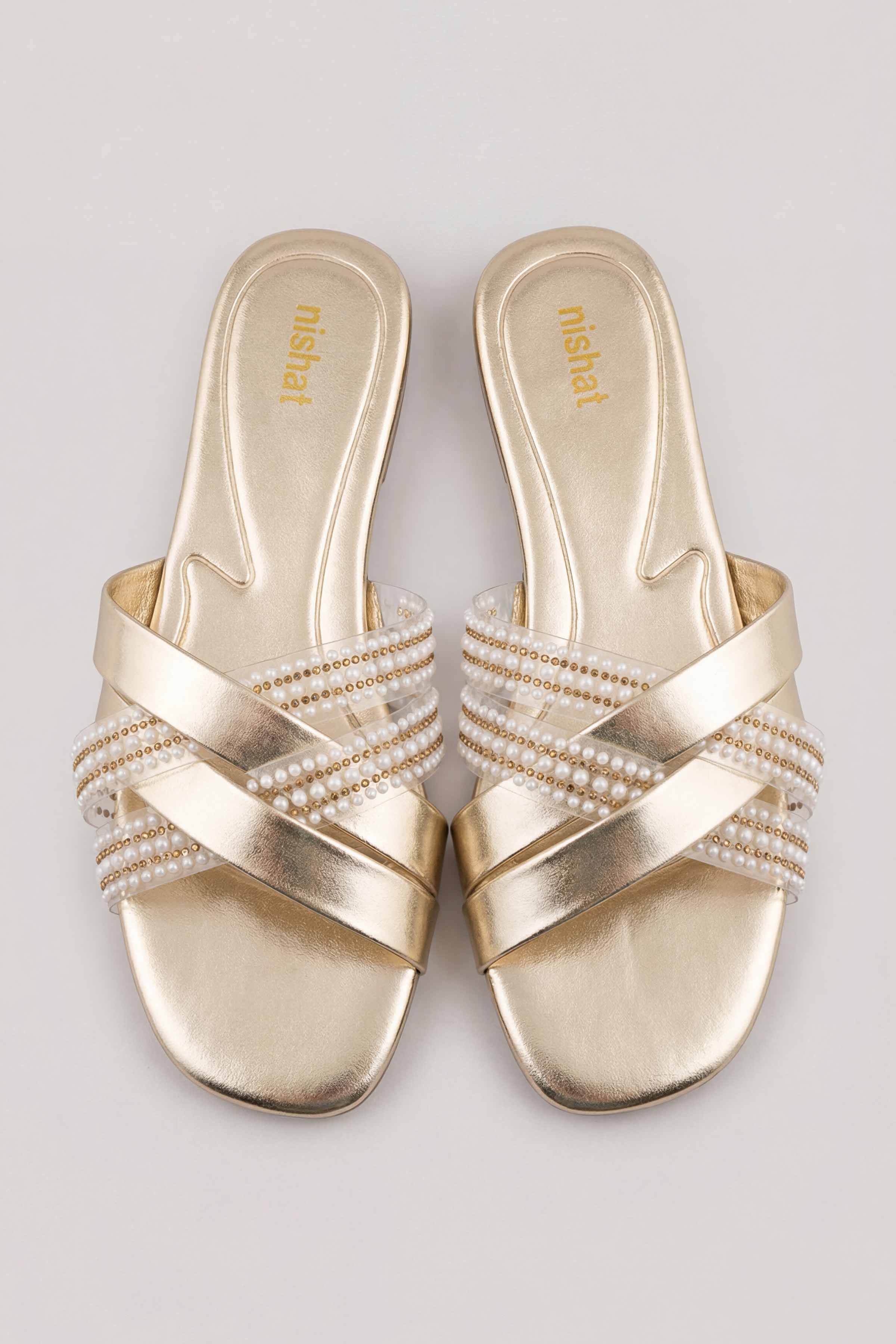 Gold Chappal-445292919 for Women - Fashion Collection | Nishat | Shop Online