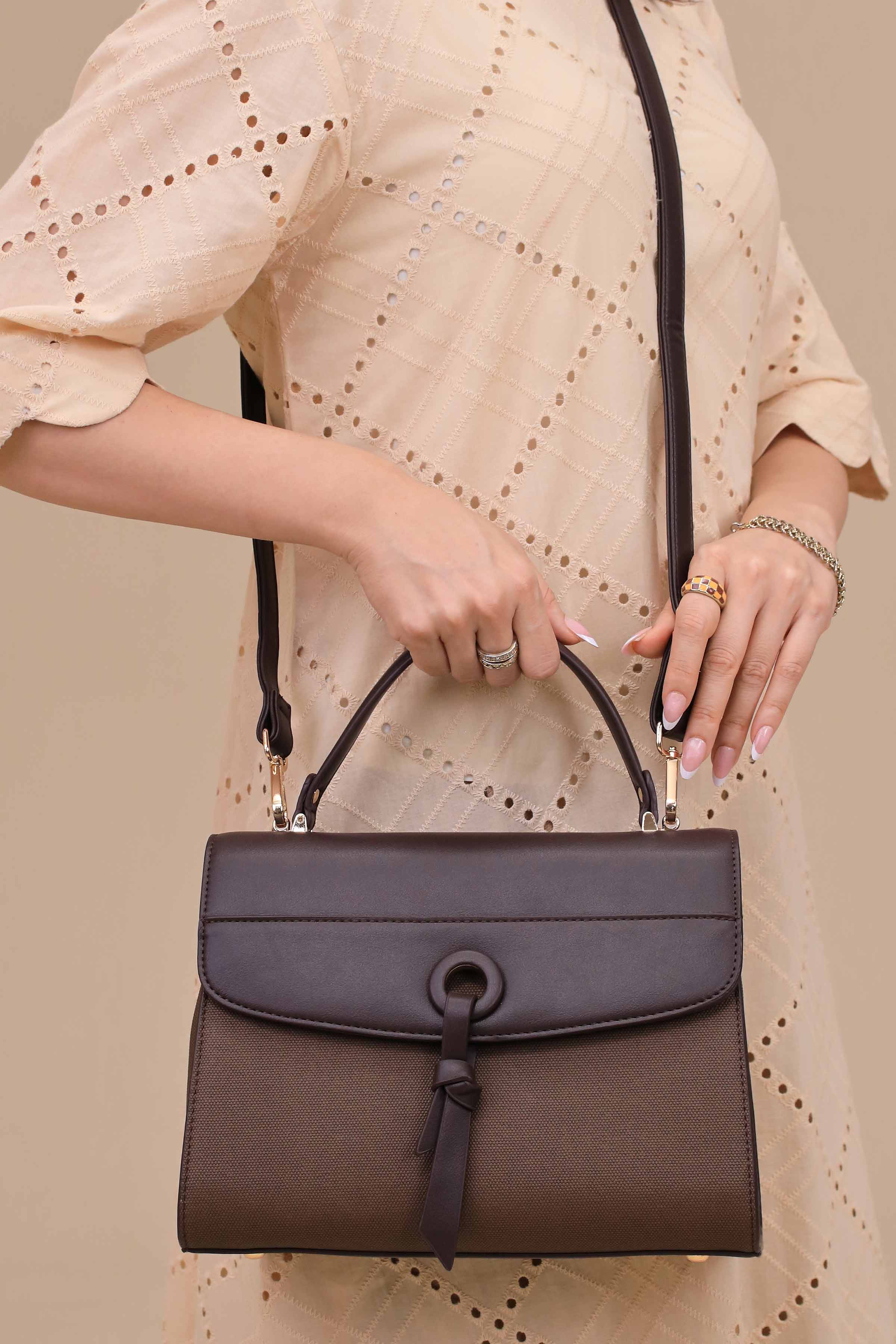 Coffee Shoulder Bag-445512117-for Women - Bag Winter Collection | Nishat | Shop Online