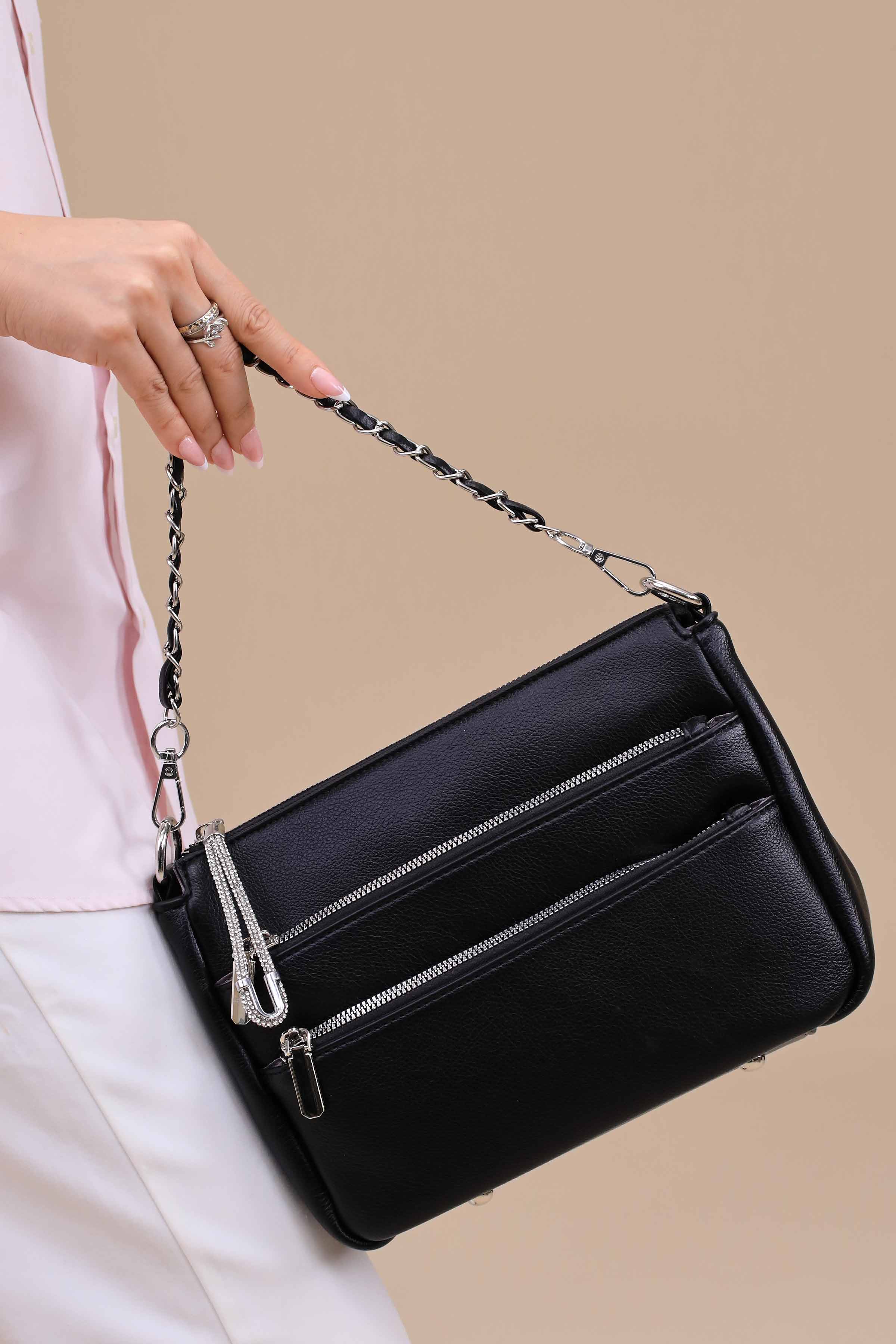 Black Shoulder Bag-445622103-for Women - Bag Winter Collection | Nishat | Shop Online