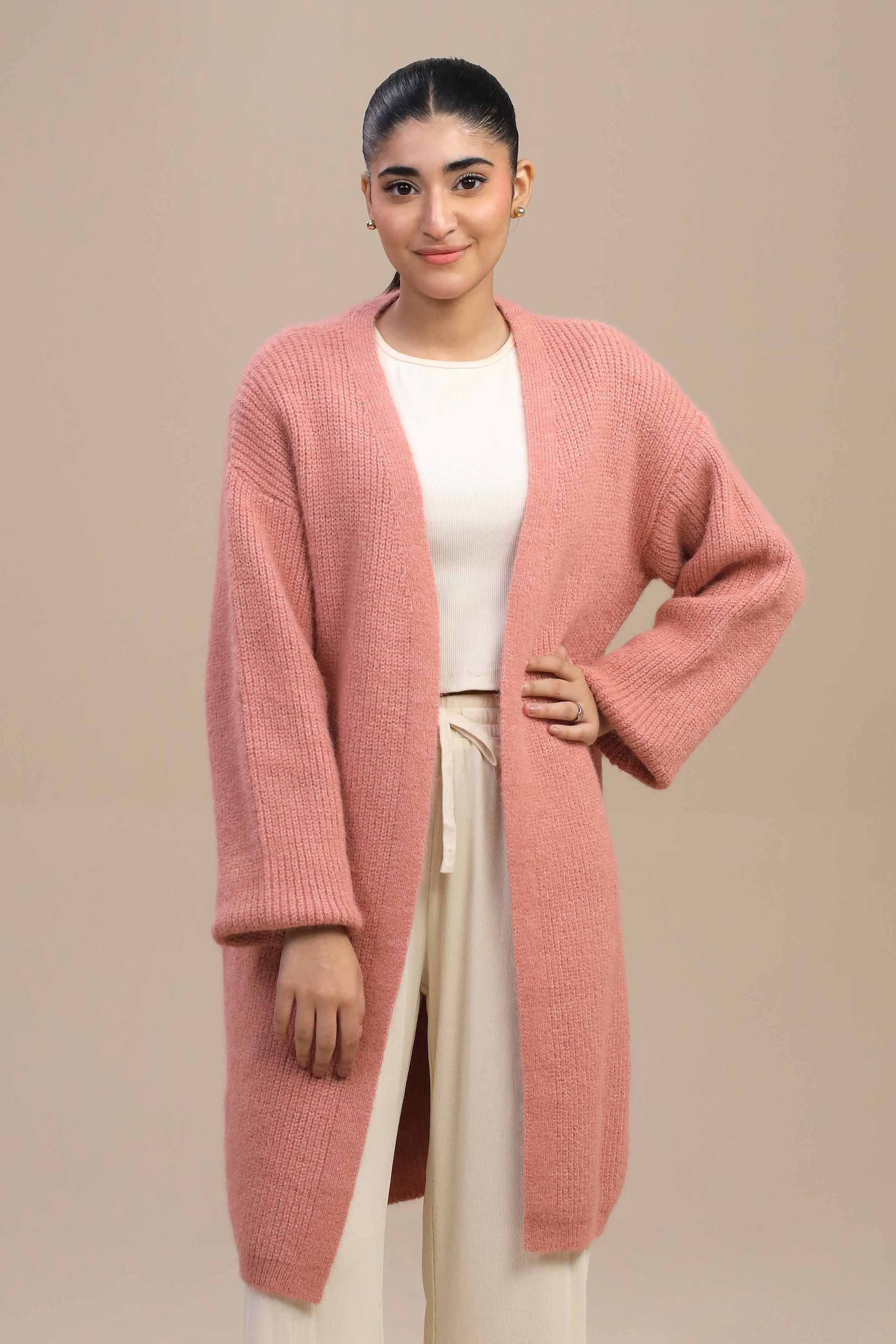 Pink Long Sweater-446960105 for Women – Long Sweaters Collection | Nishat | Shop Online