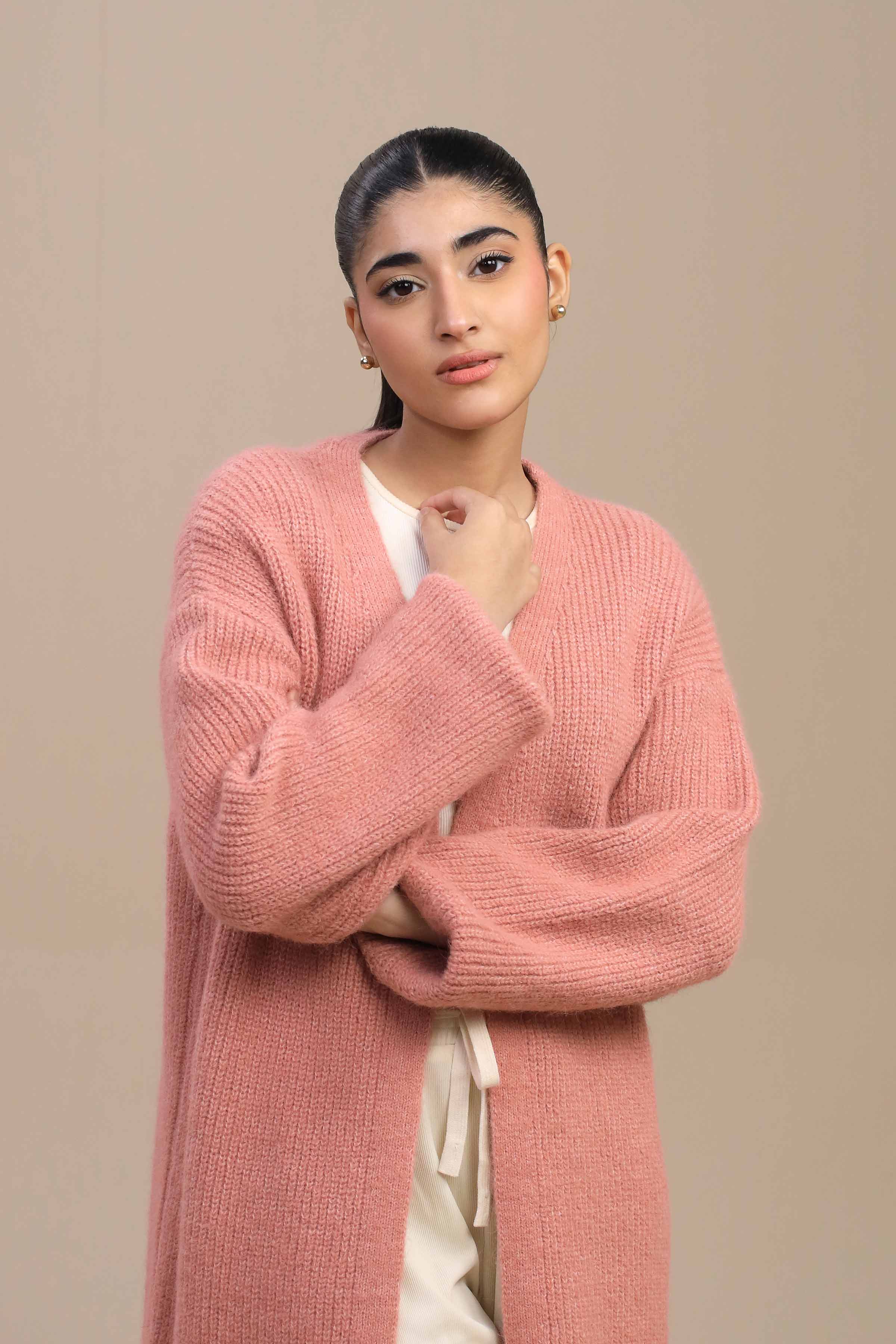 Pink Long Sweater-446960105 for Women – Long Sweaters Collection | Nishat | Shop Online