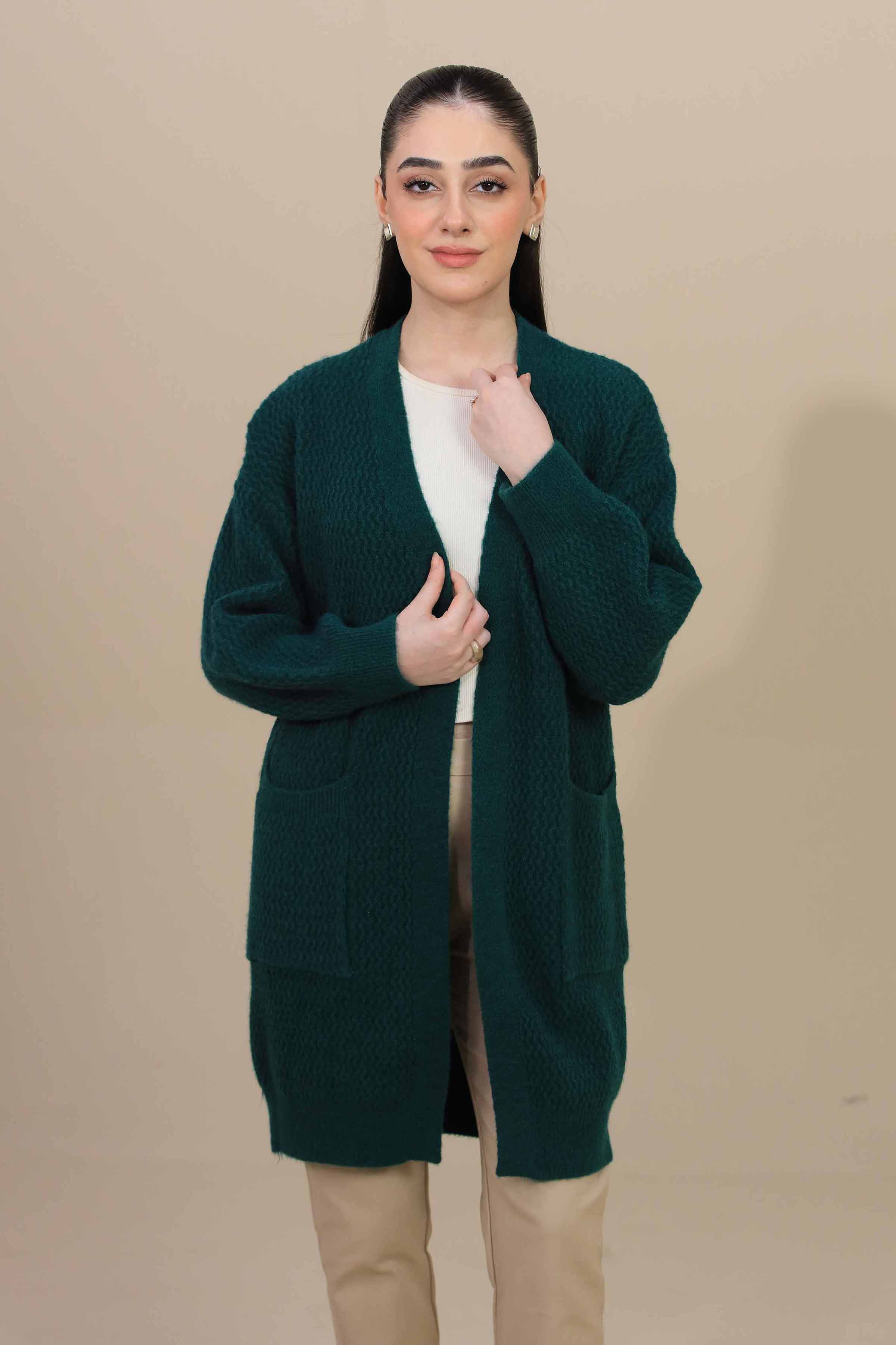 Sea Green Long Sweater-446970104 for Women – Long Sweaters Collection | Nishat | Shop Online