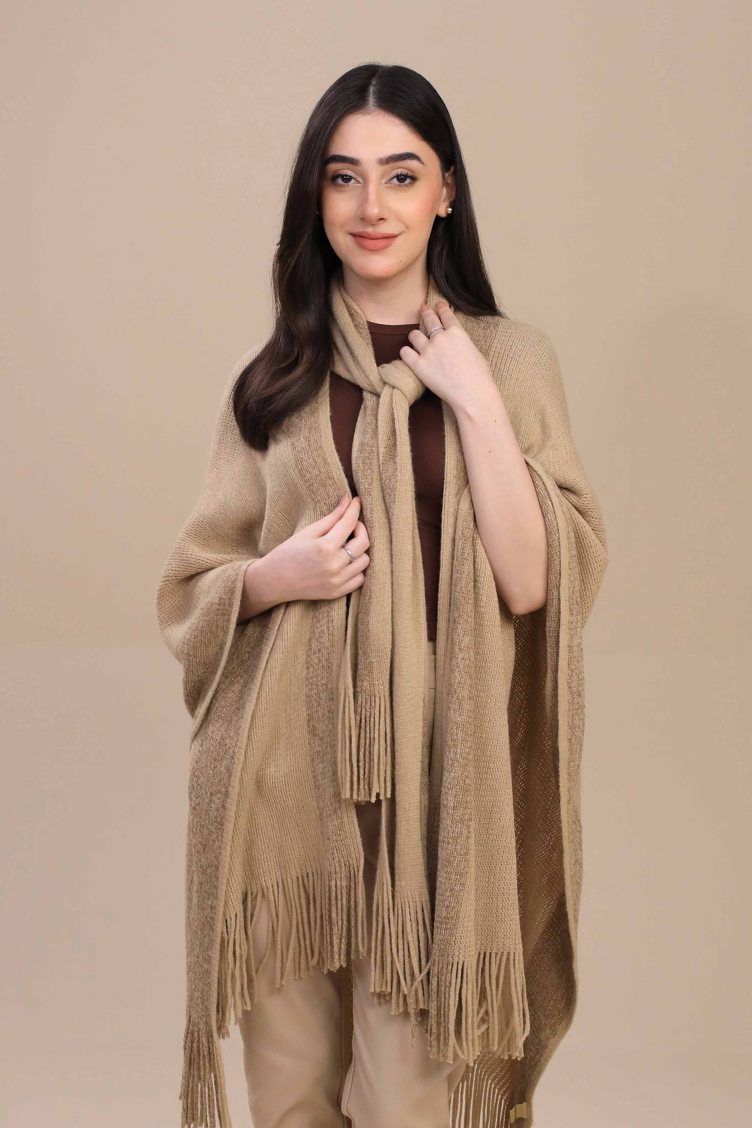 Khaki Cape Shawl-447232130 for Women – Women Shawl Collection | Nishat | Shop Online