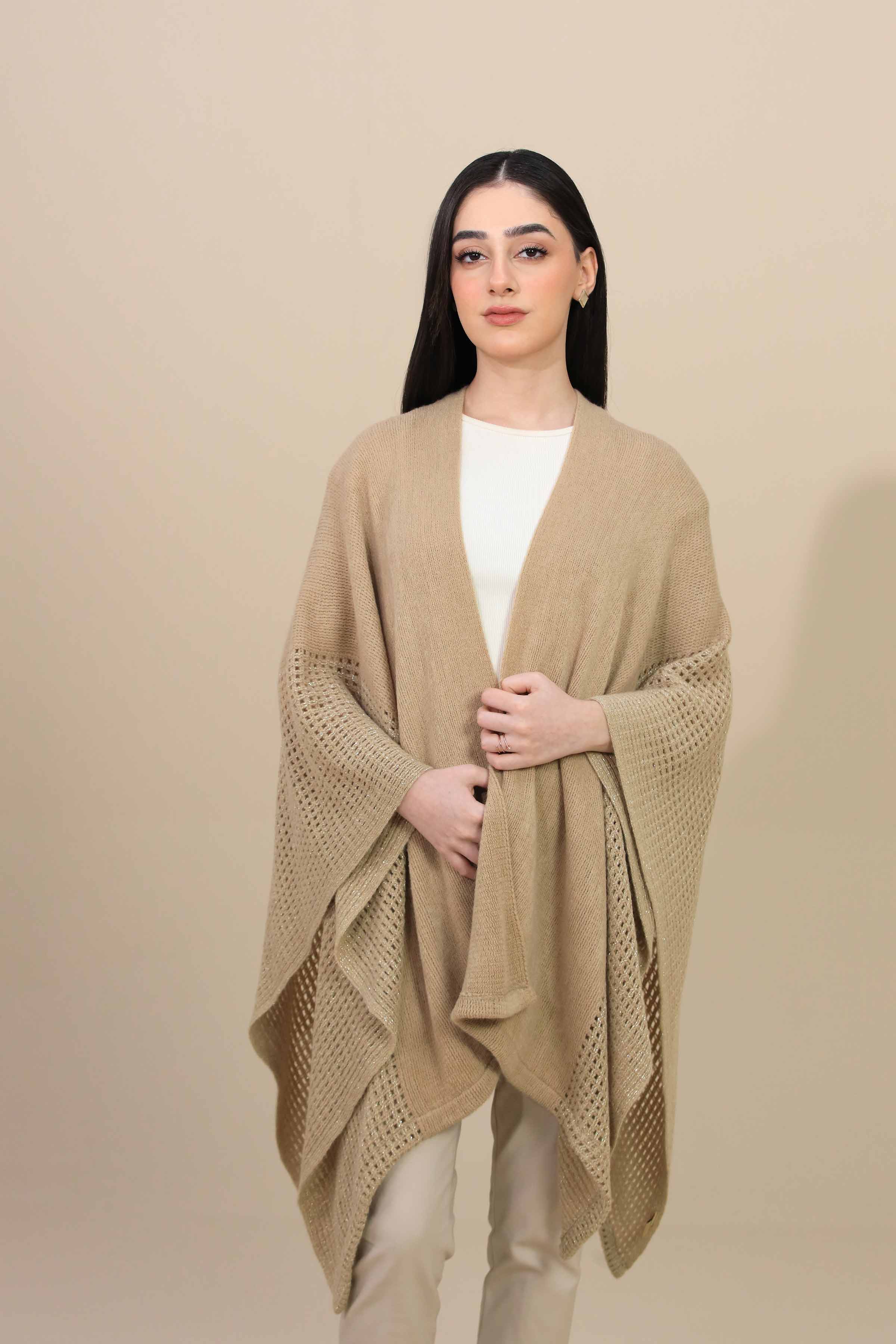 Khaki Cape Shawl-447242130 for Women – Women Shawl Collection | Nishat | Shop Online