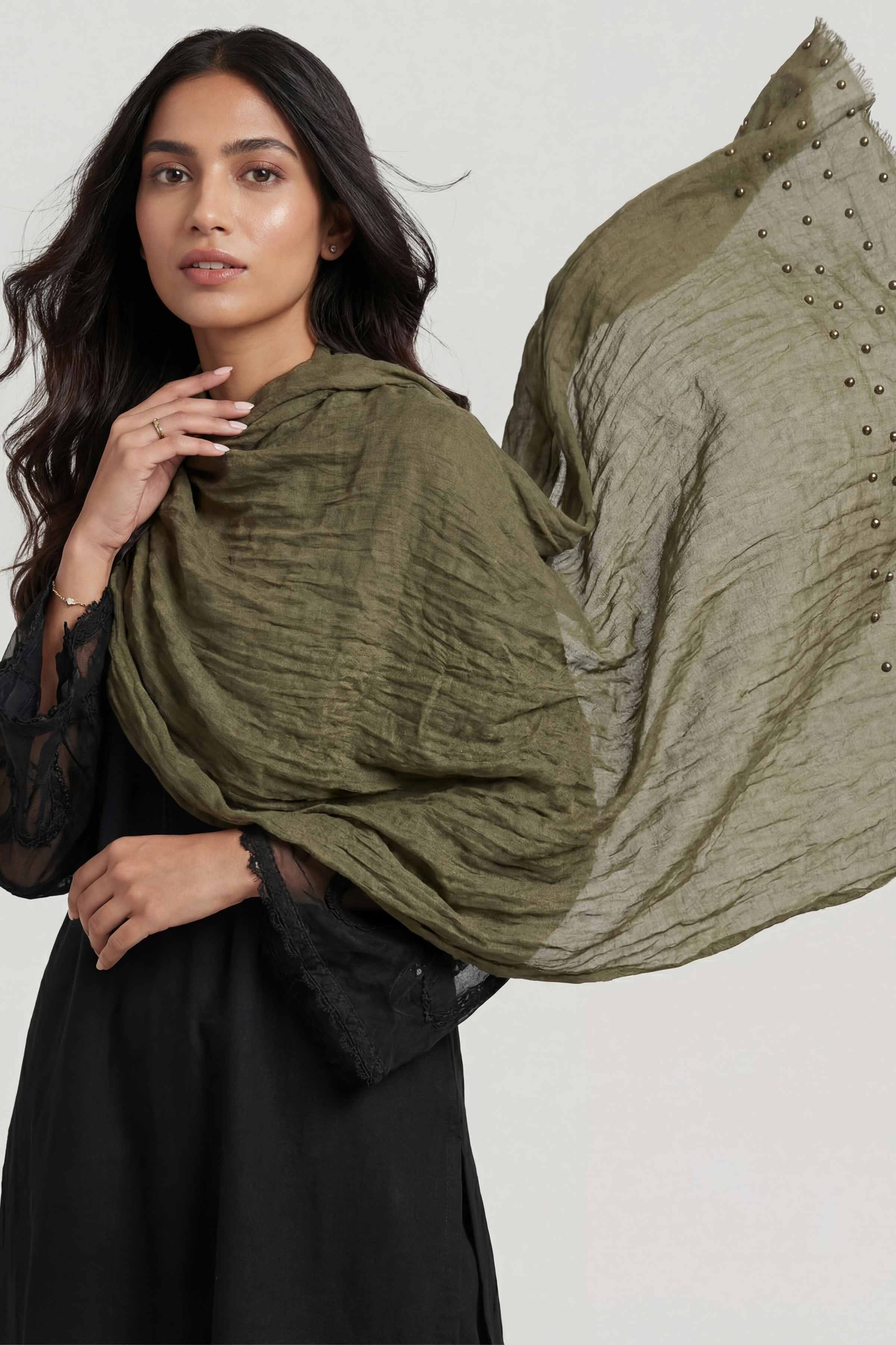Dark Green Women Scarf-447362120