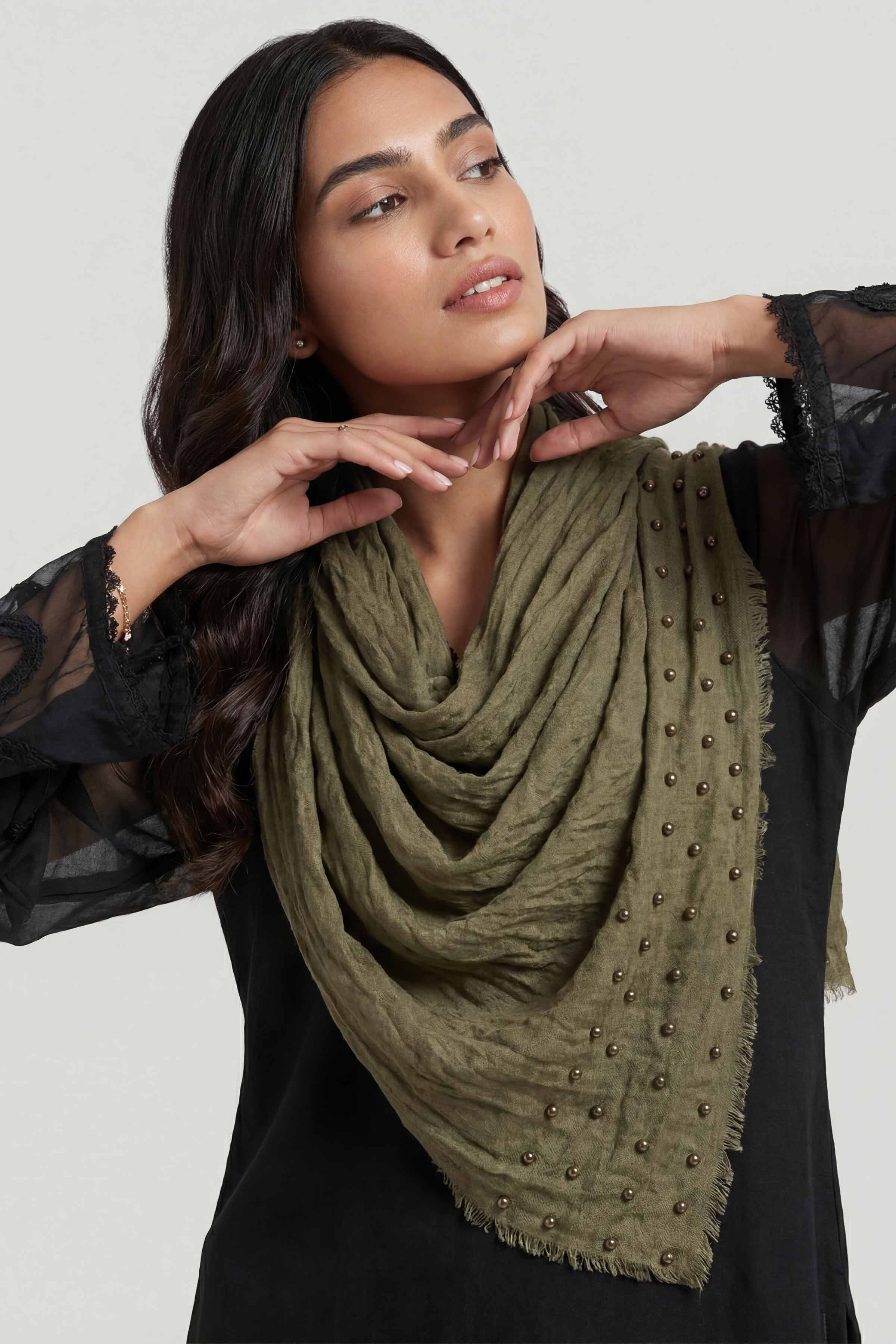 Dark Green Women Scarf-447362120