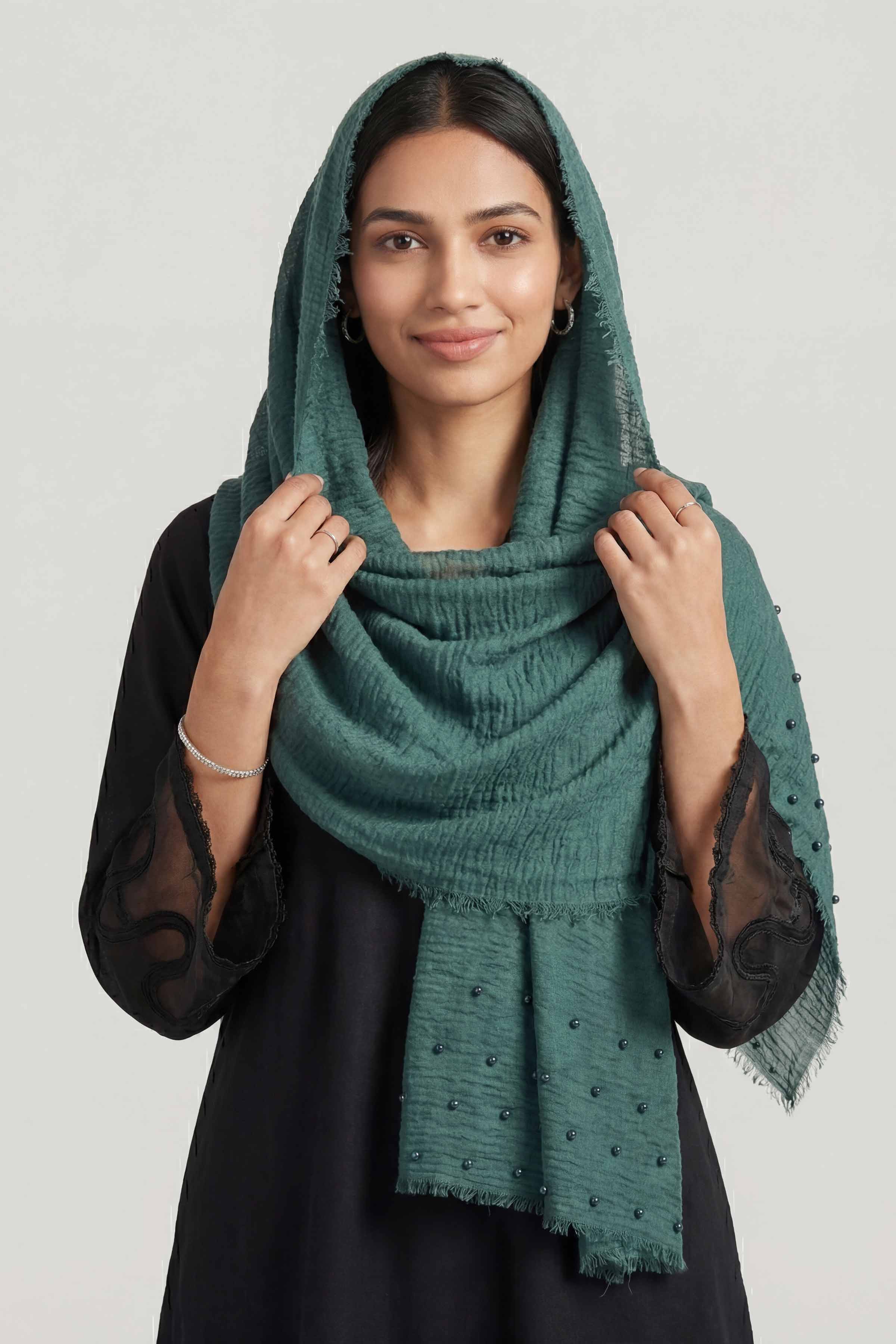 Green Women Scarf-447372104