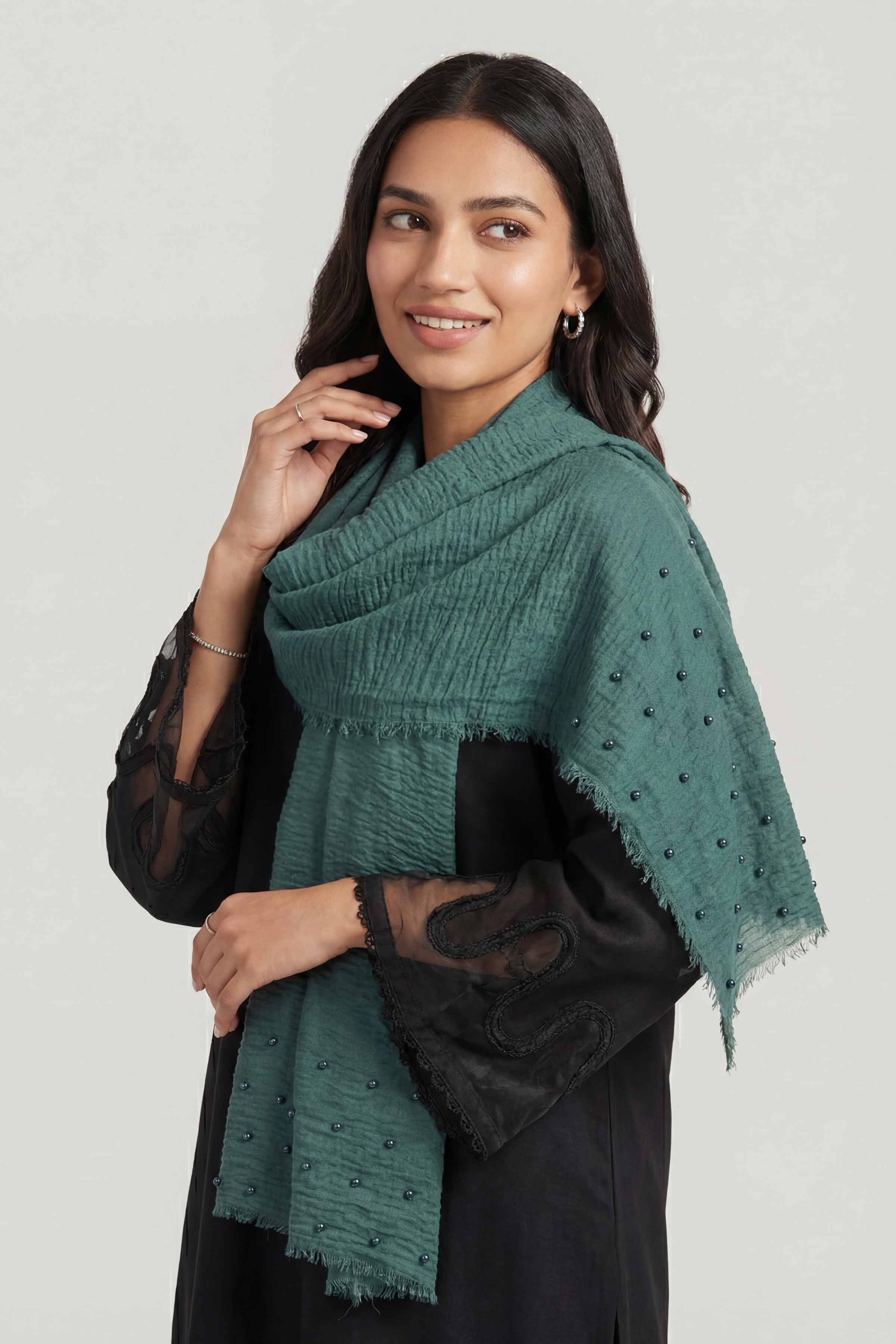 Green Women Scarf-447372104