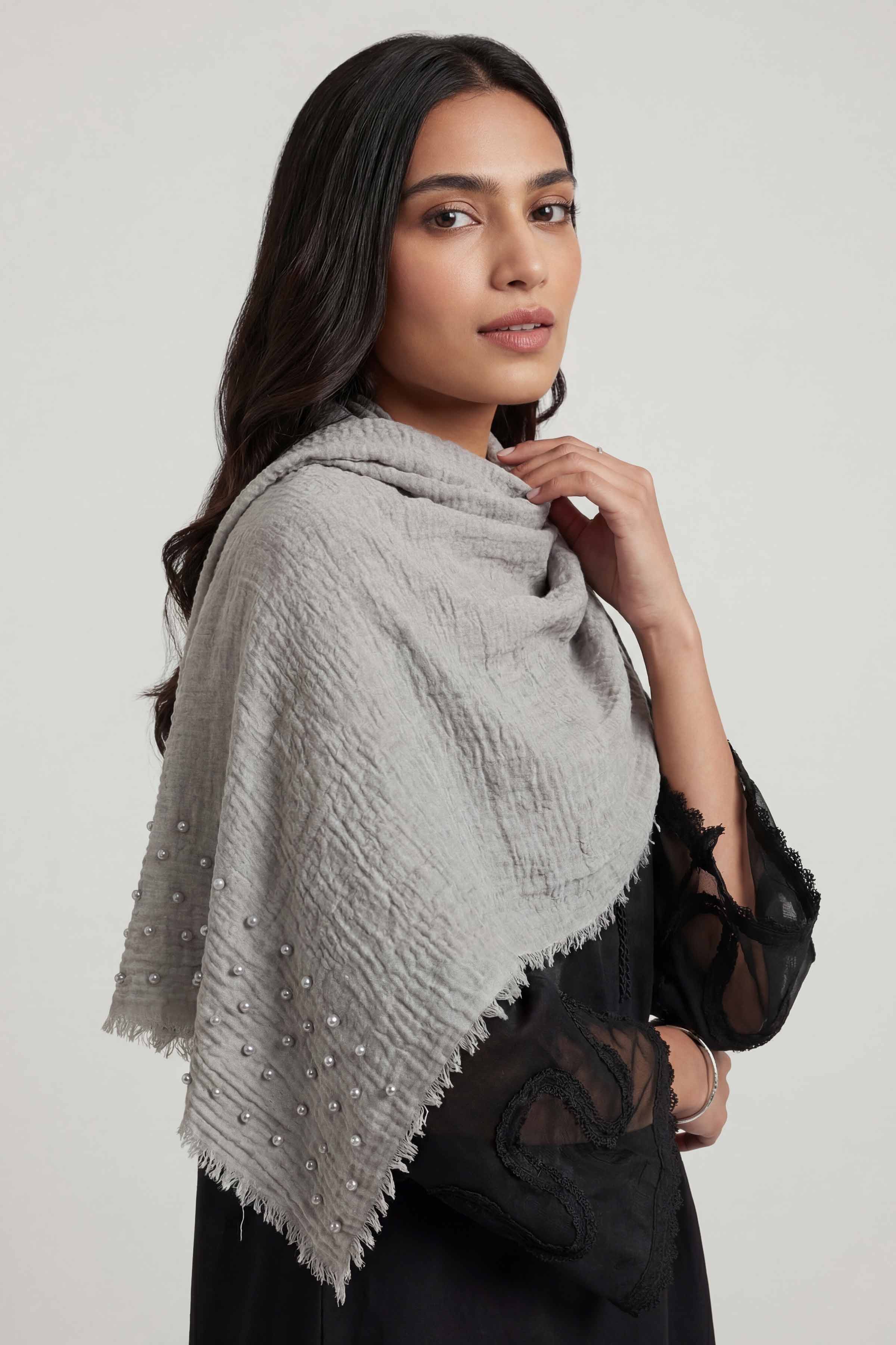 Light Grey Women Scarf-447372111
