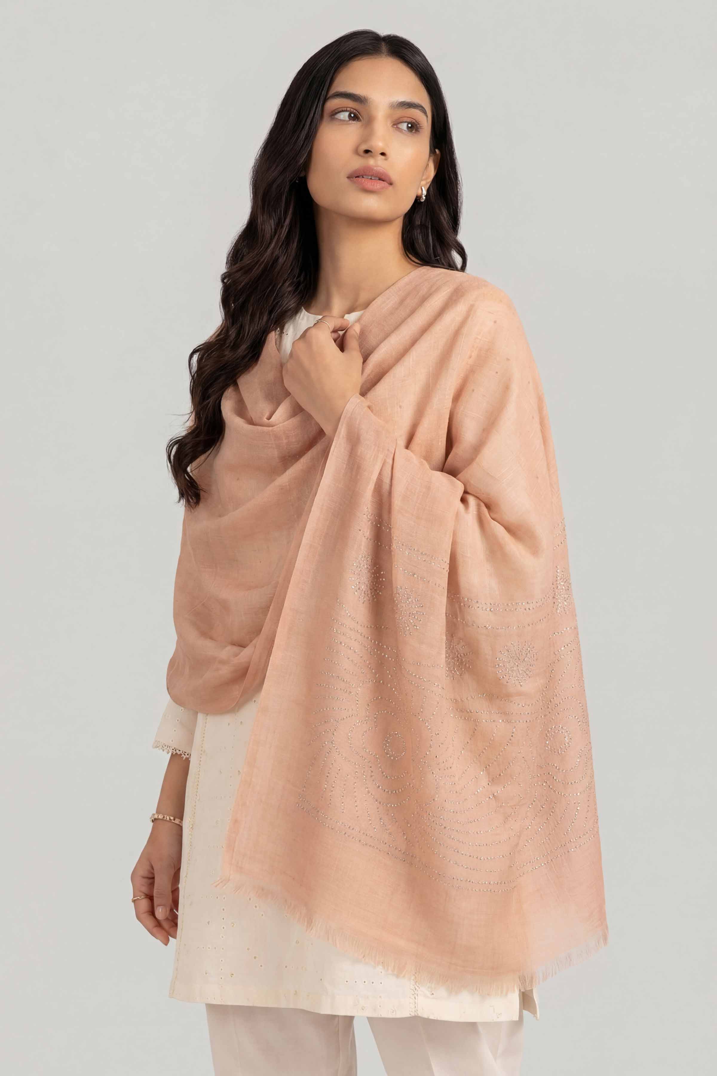 Beige Women Scarf-447392118