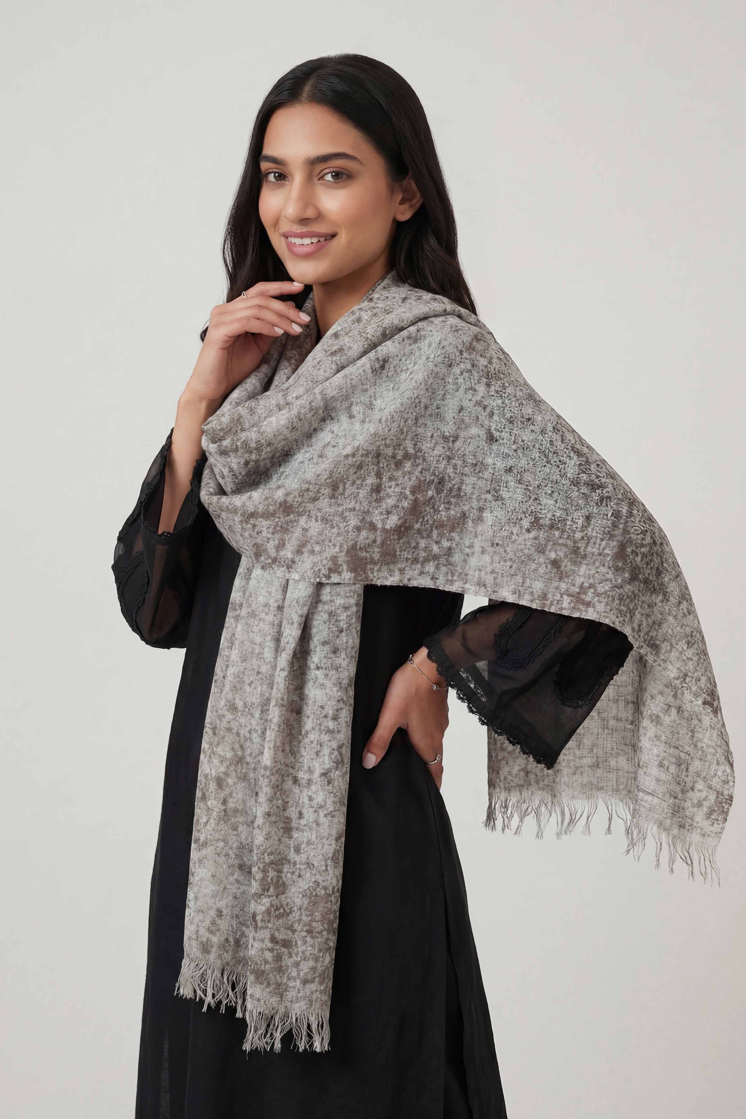 Grey Women Scarf-447412111