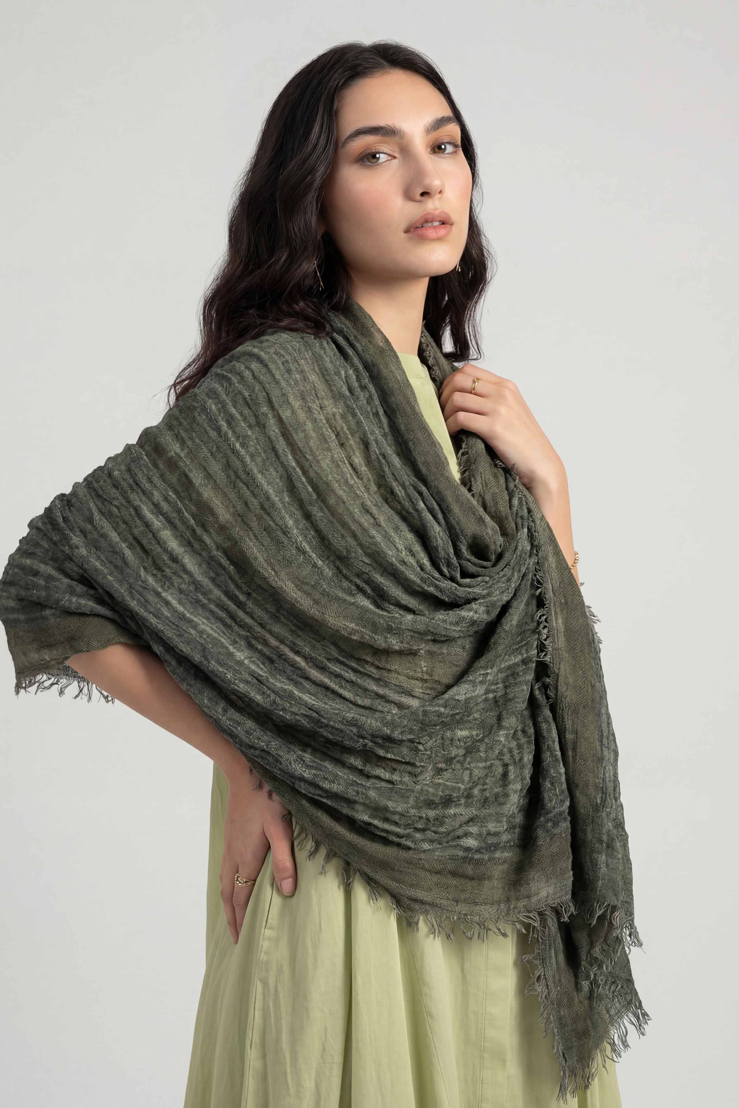 Dark Green Women Scarf-447432104