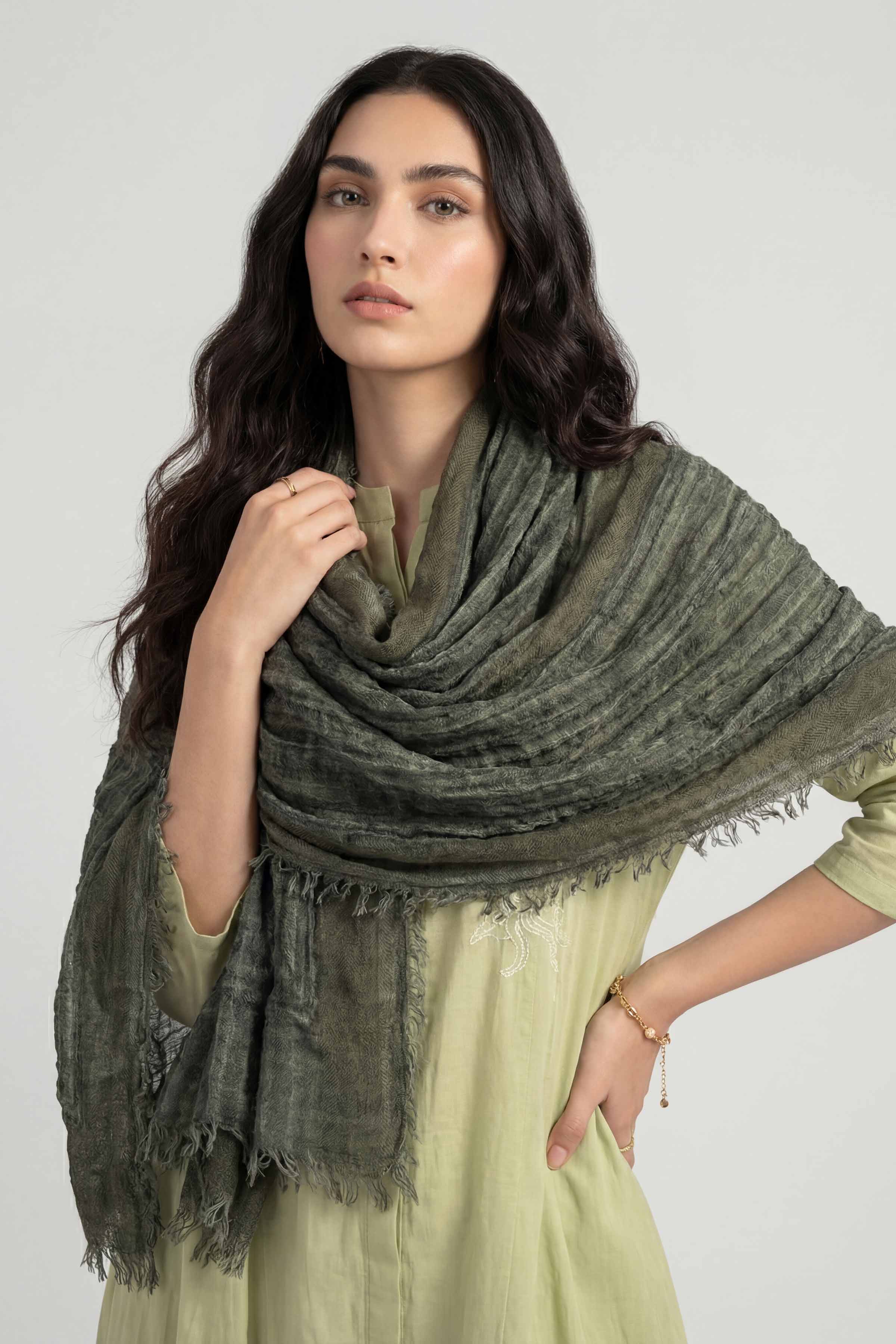 Dark Green Women Scarf-447432104