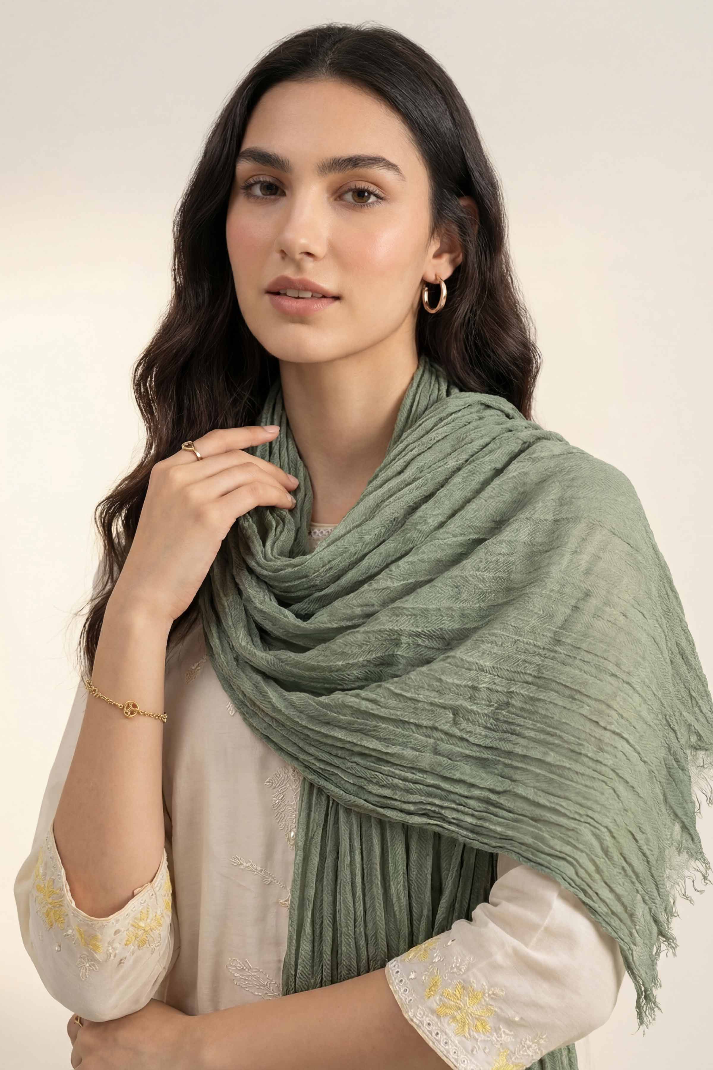 Green Women Scarf-447462104