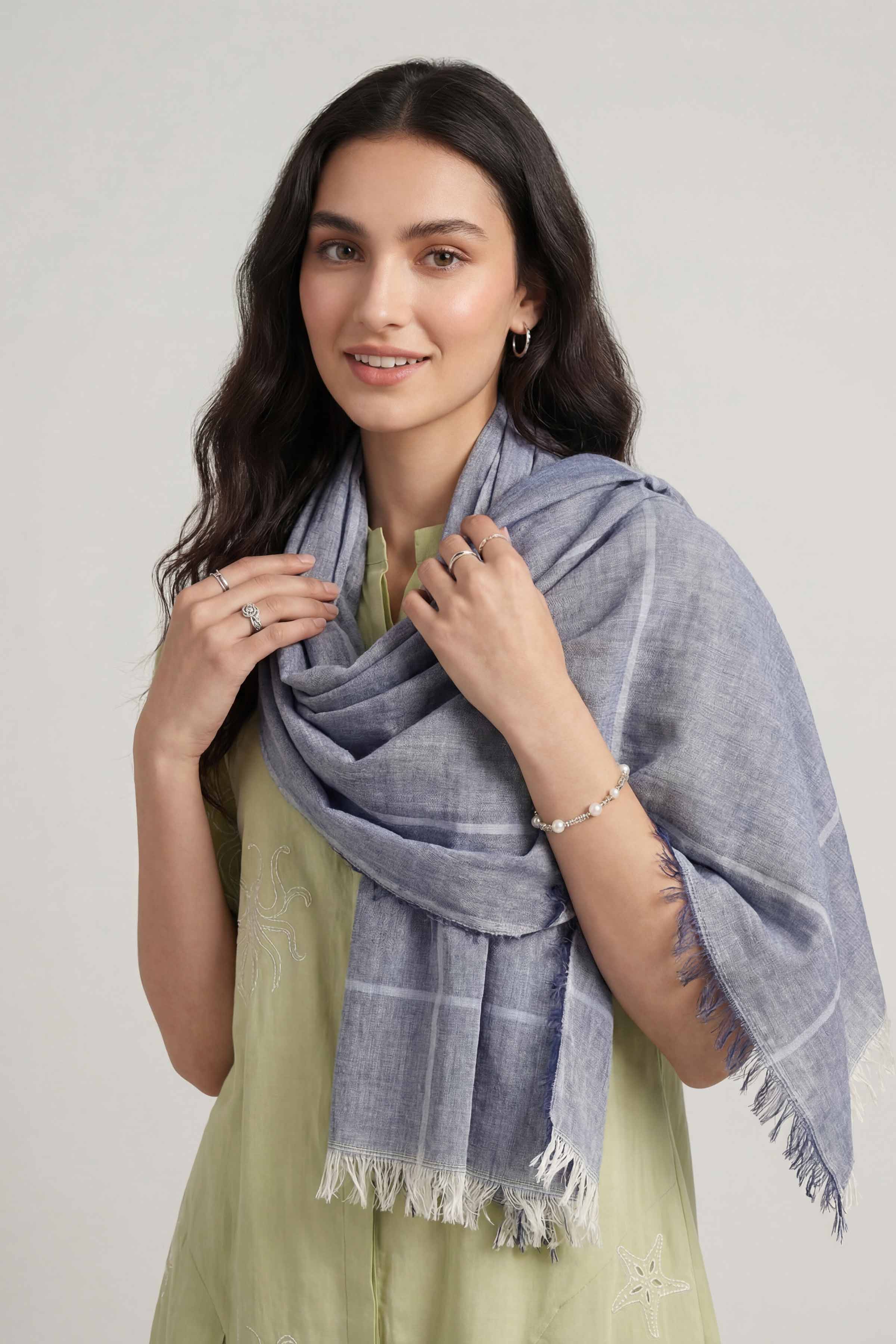 Blue Women Scarf-447472108