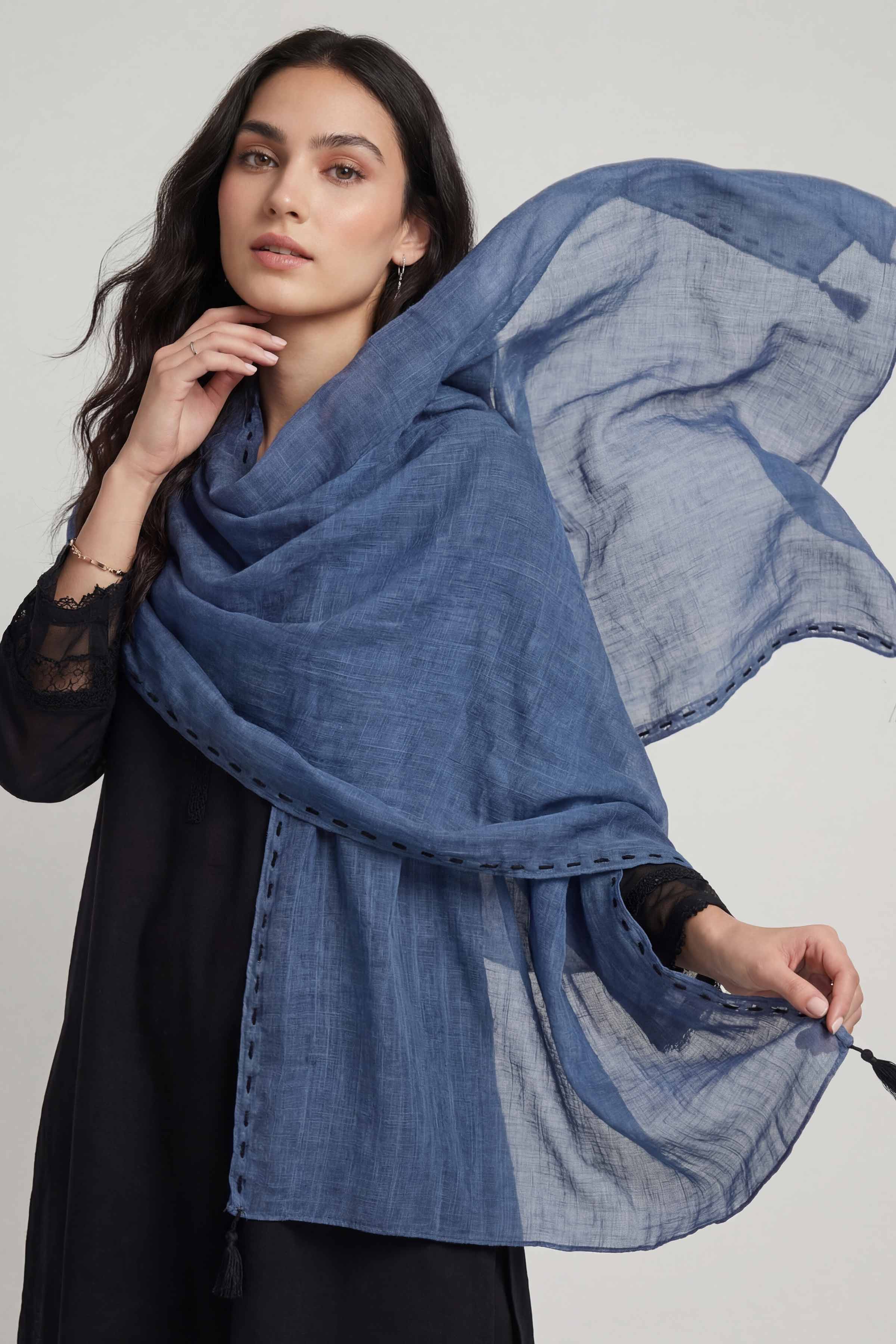 Blue Women Scarf-447482108