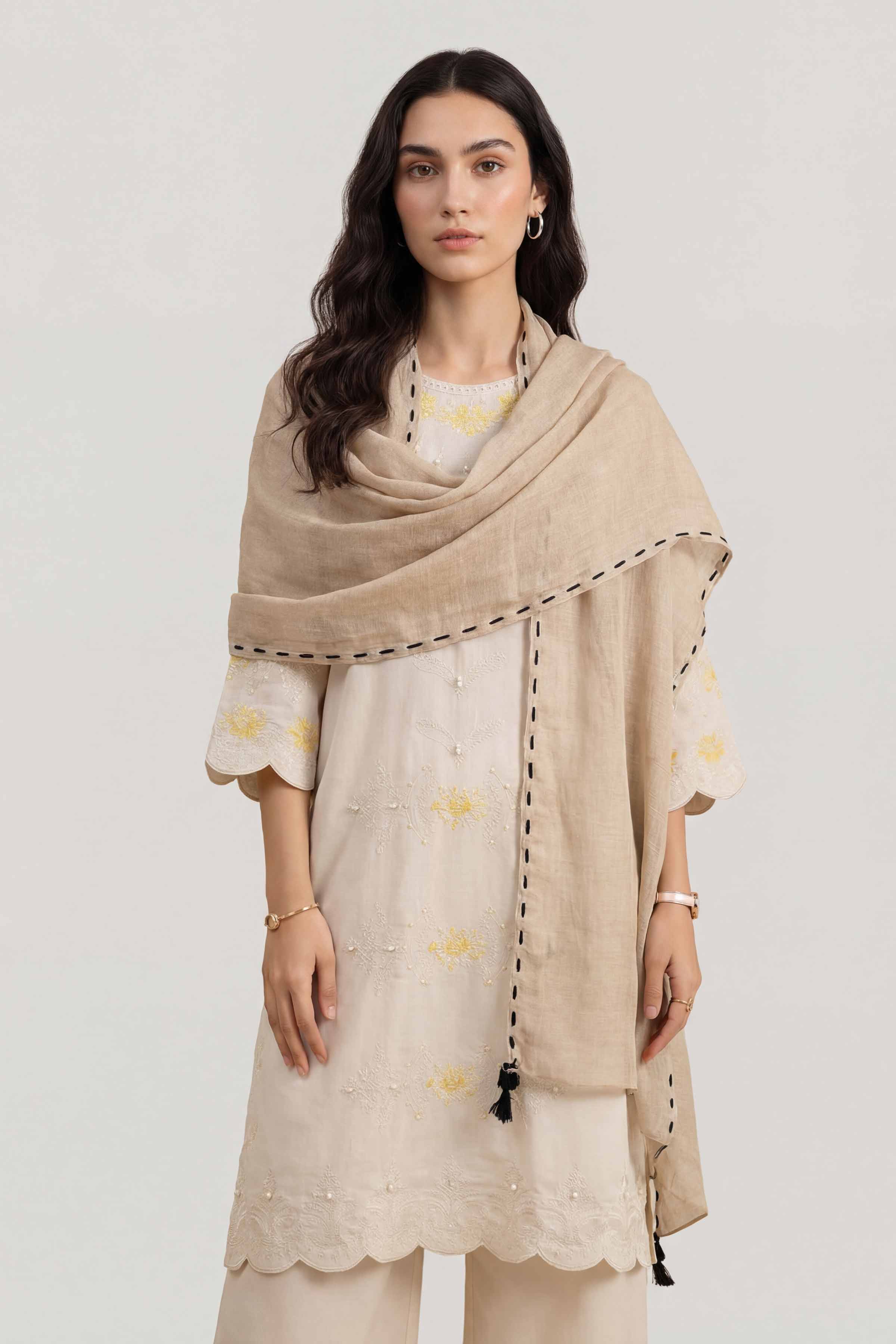 Beige Women Scarf-447482118