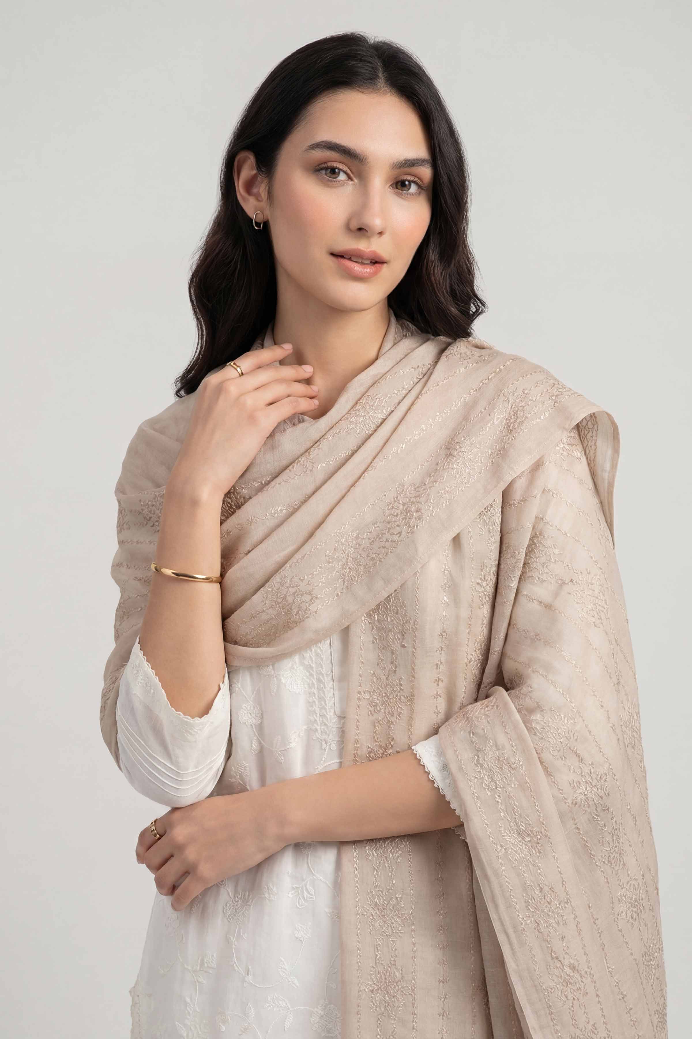 Beige Women Scarf-447492118