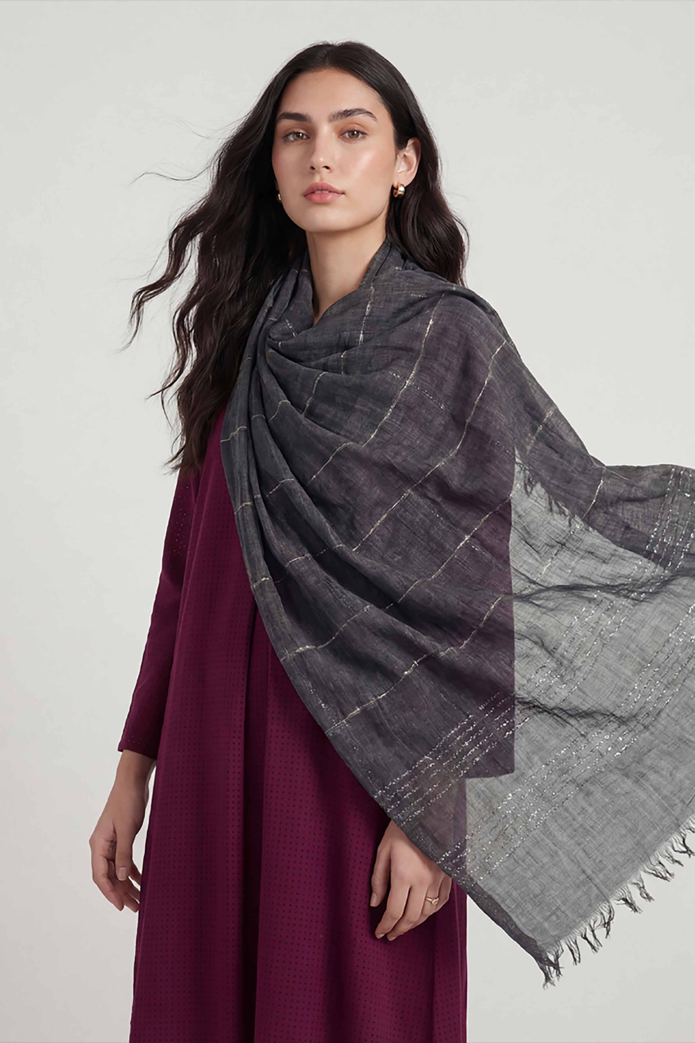 Dark Grey Women Scarf-447772120