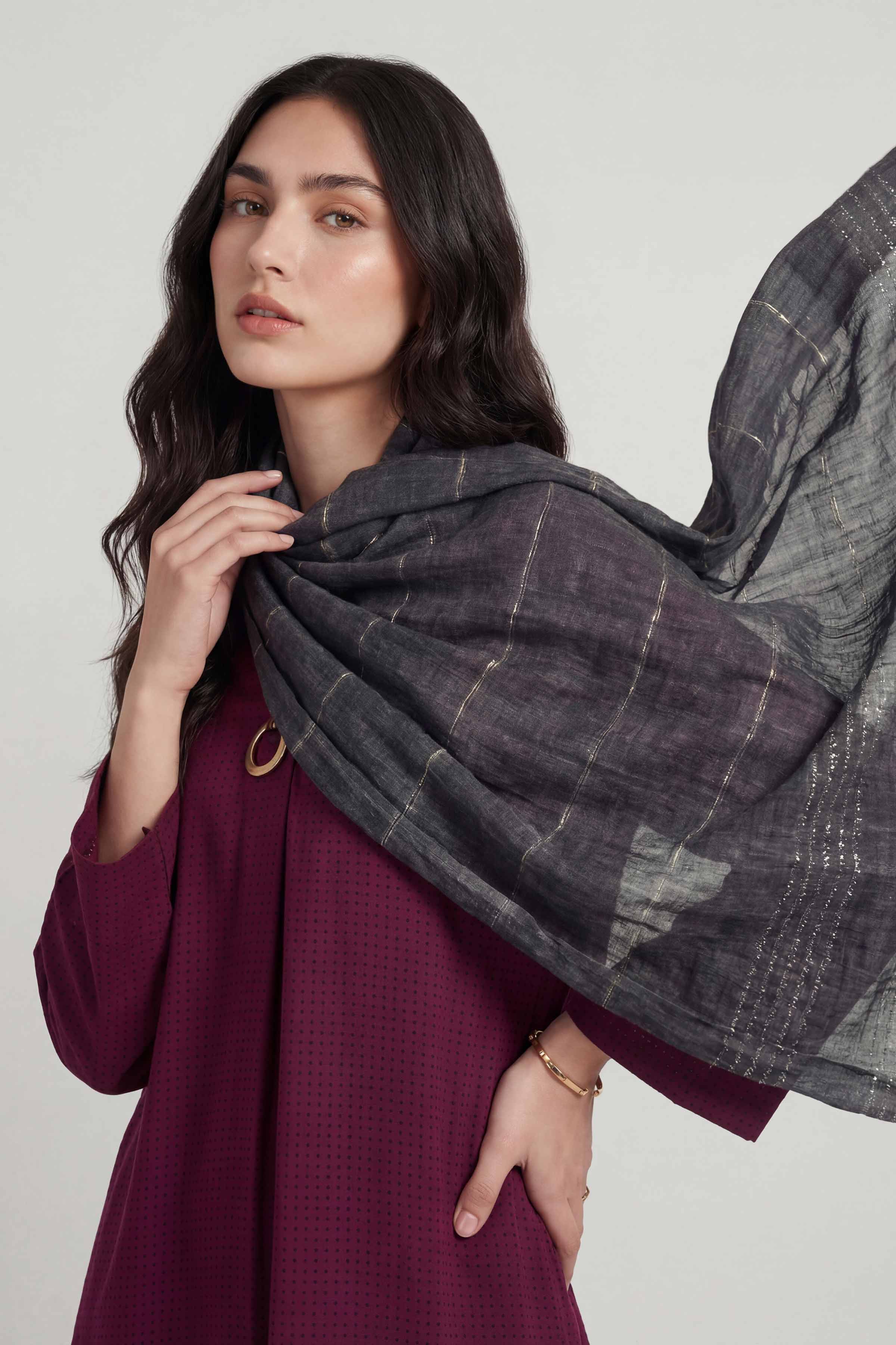 Dark Grey Women Scarf-447772120