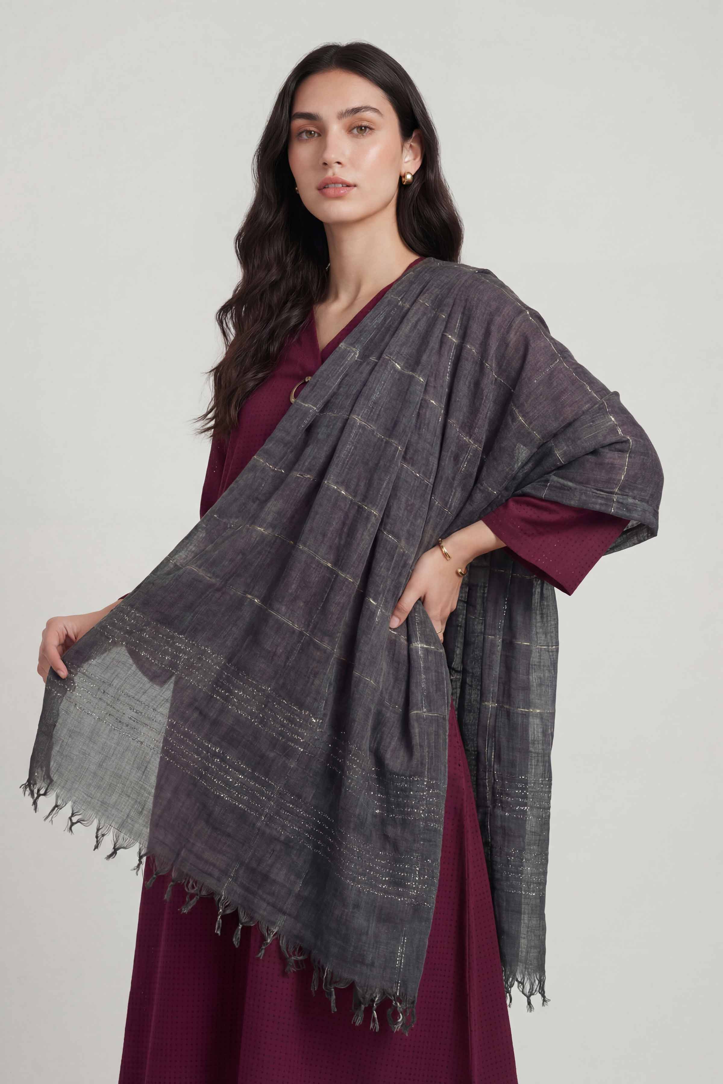 Dark Grey Women Scarf-447772120