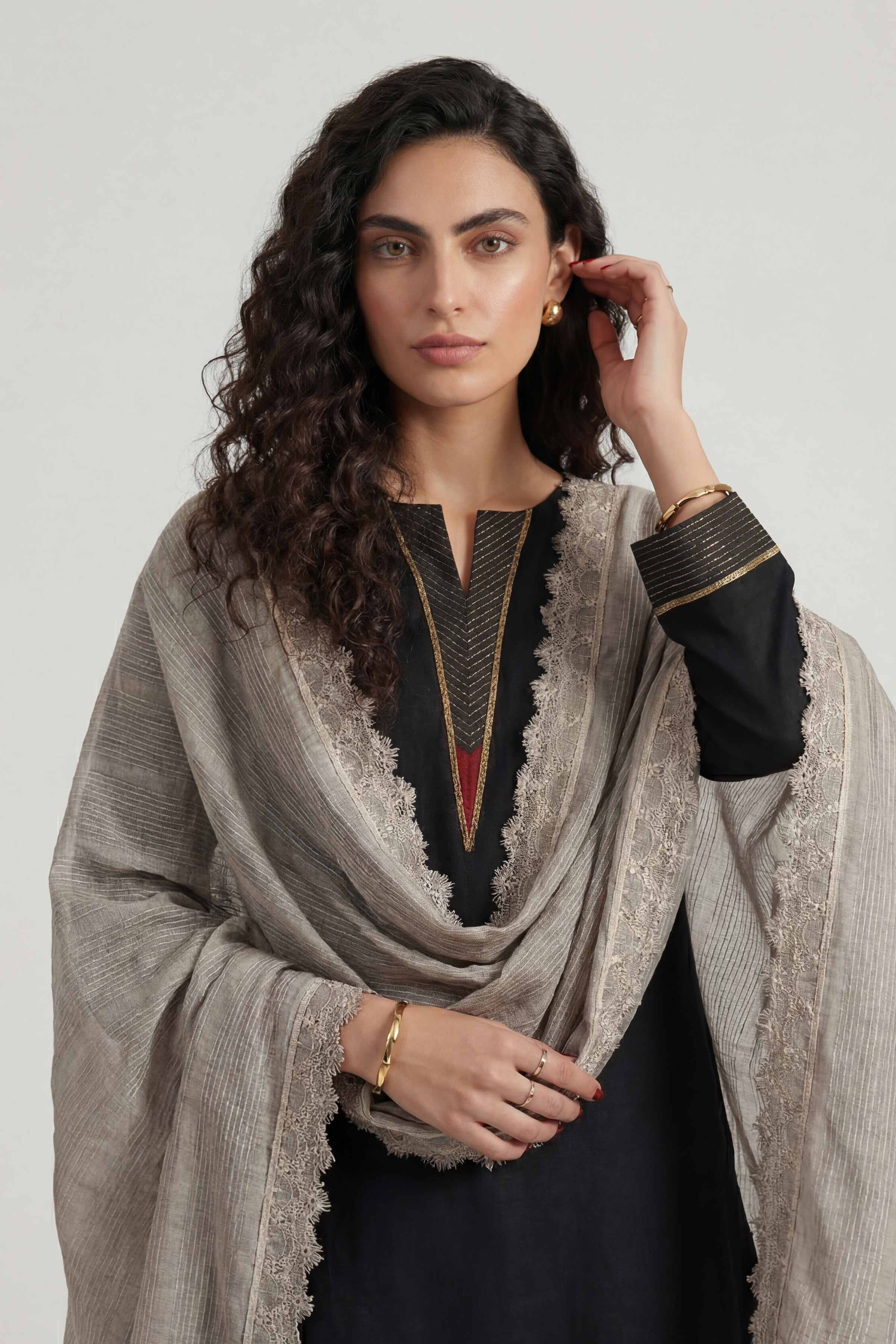 Grey Women Scarf-447892111