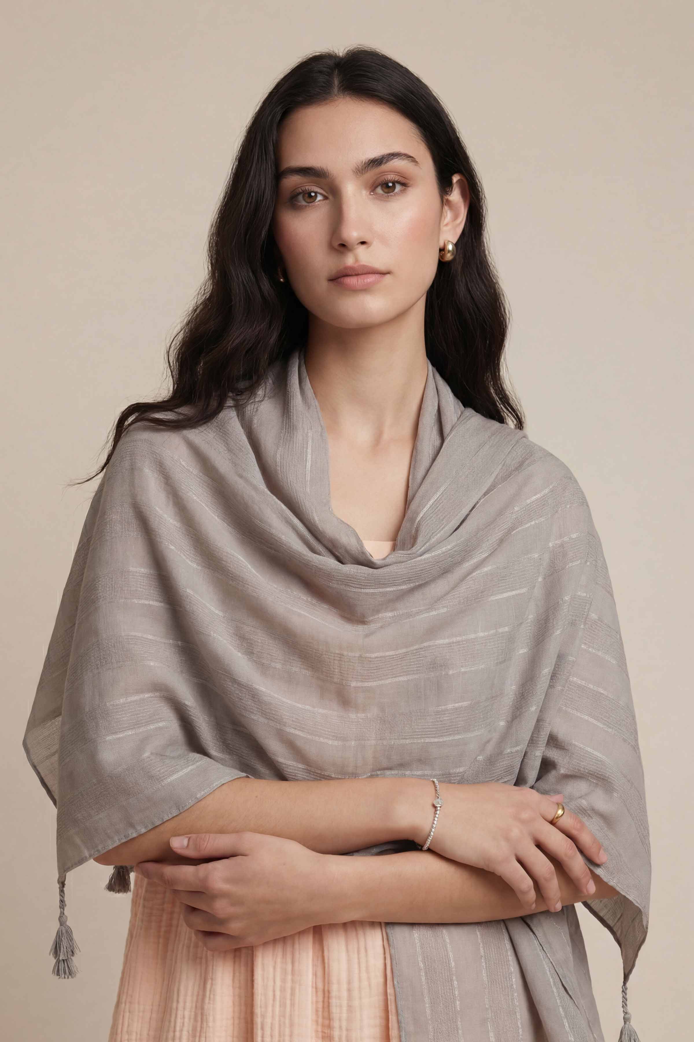Grey Women Scarf-447902111