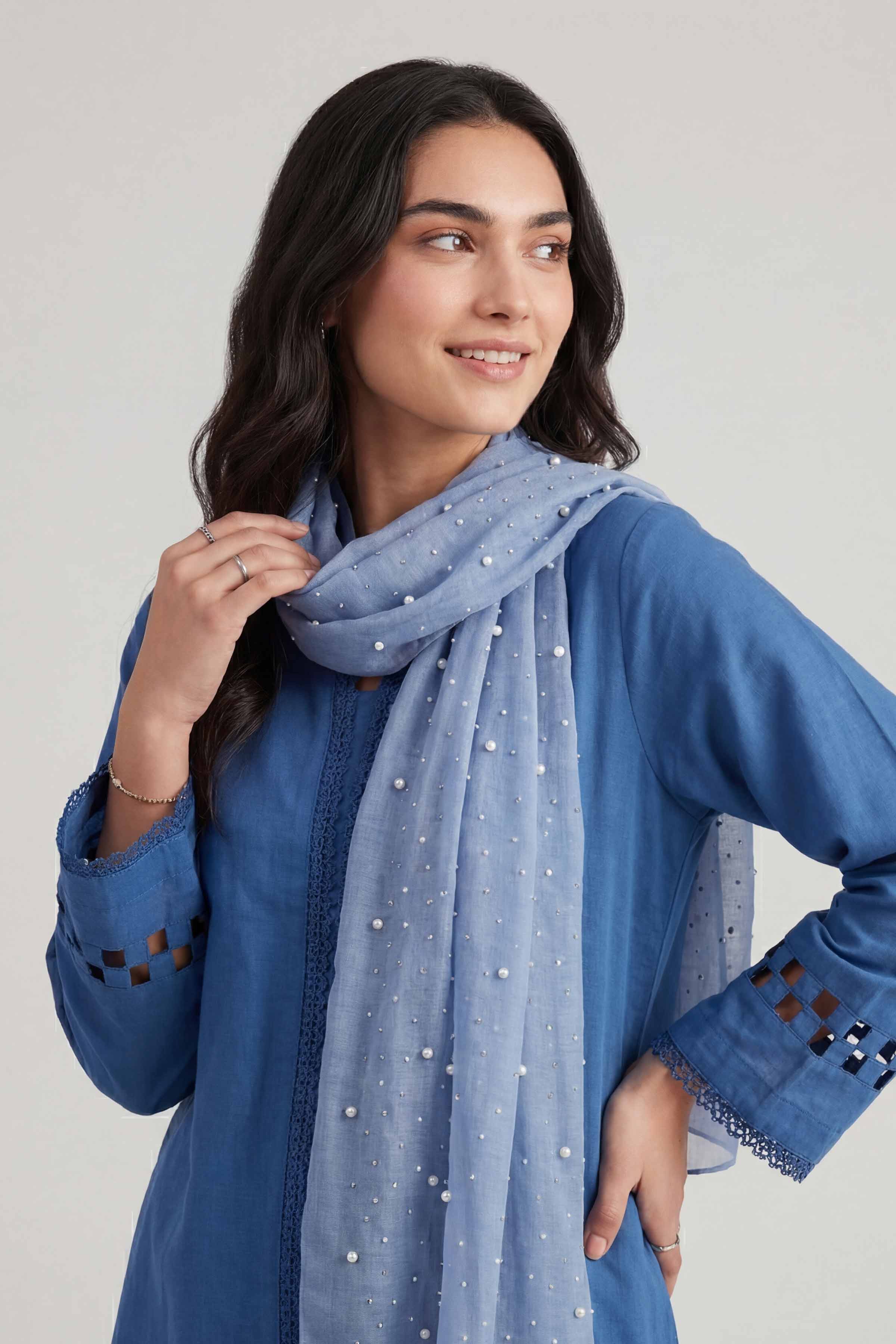 Blue Women Scarf-447932108