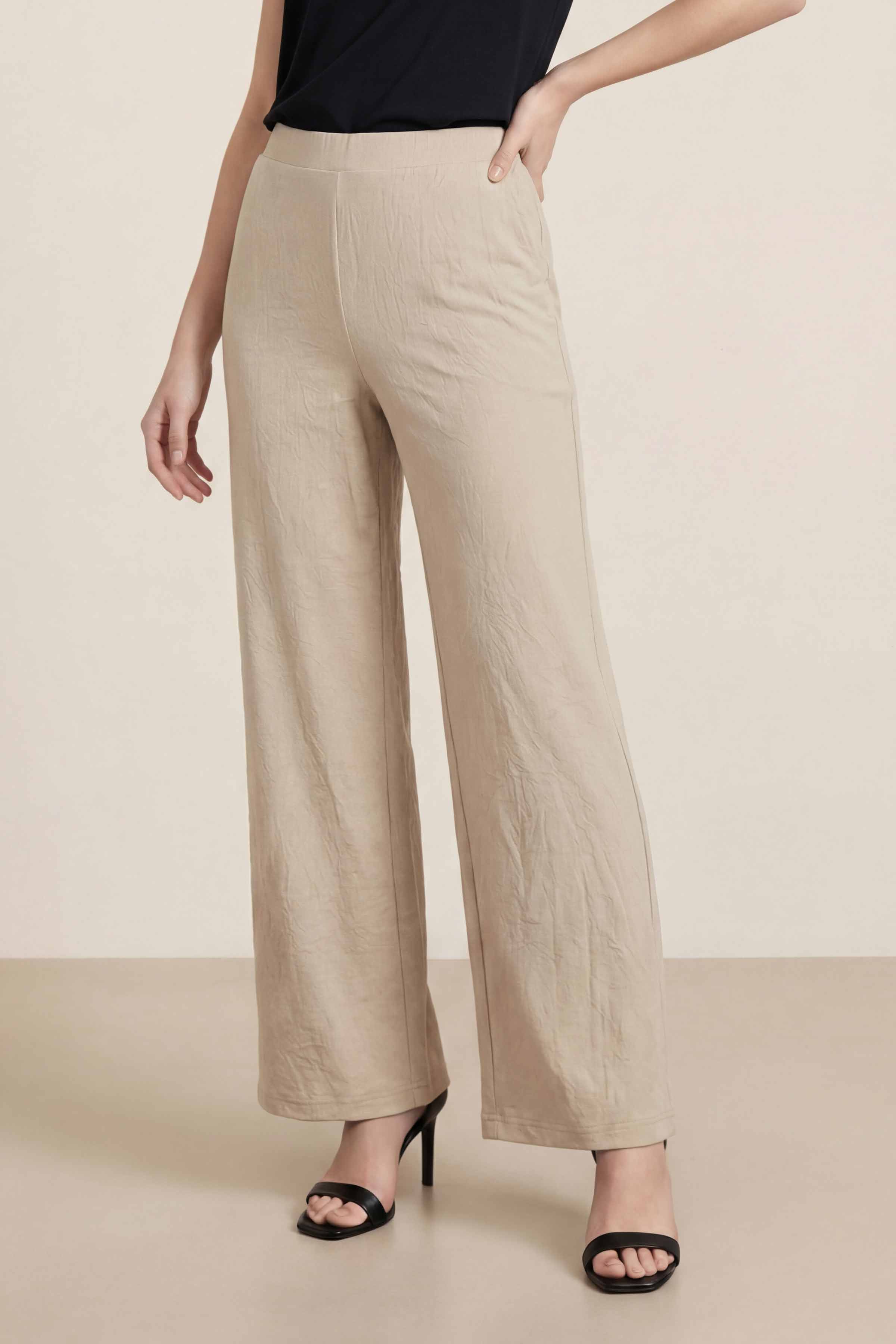 Light Beige Women Pants-447950116