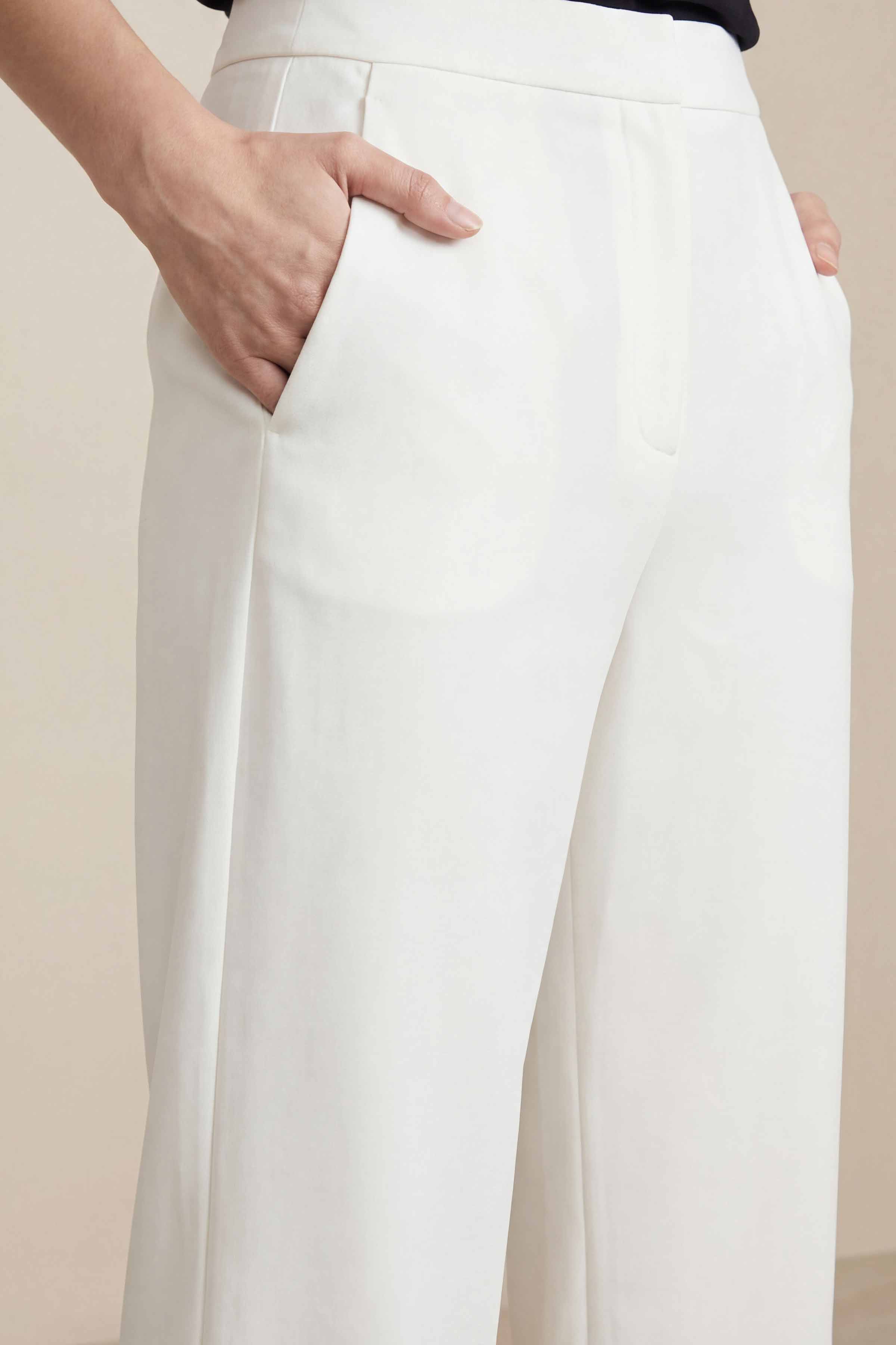 White Women Pants-447960112