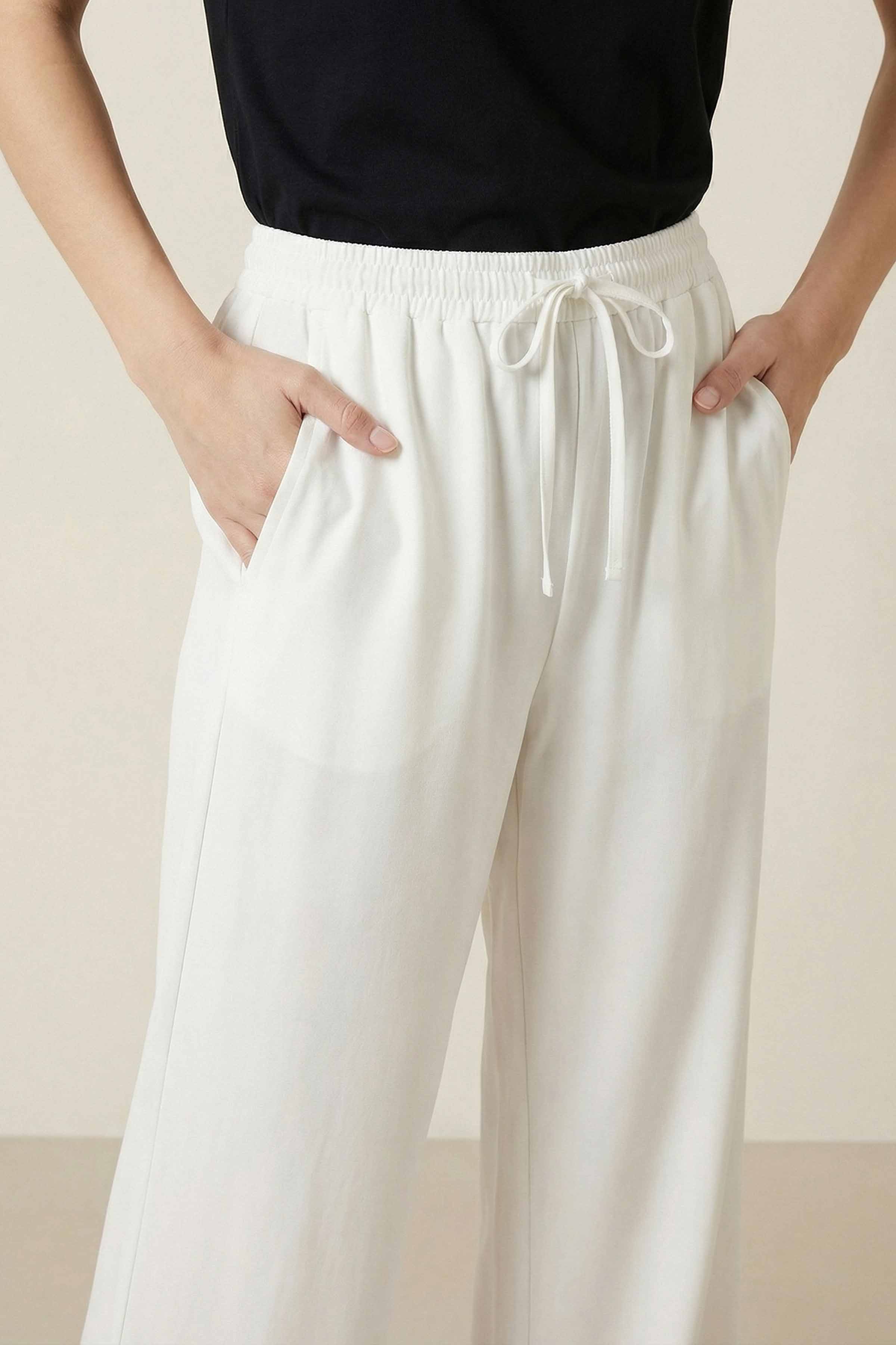 White Women Pants-447980112