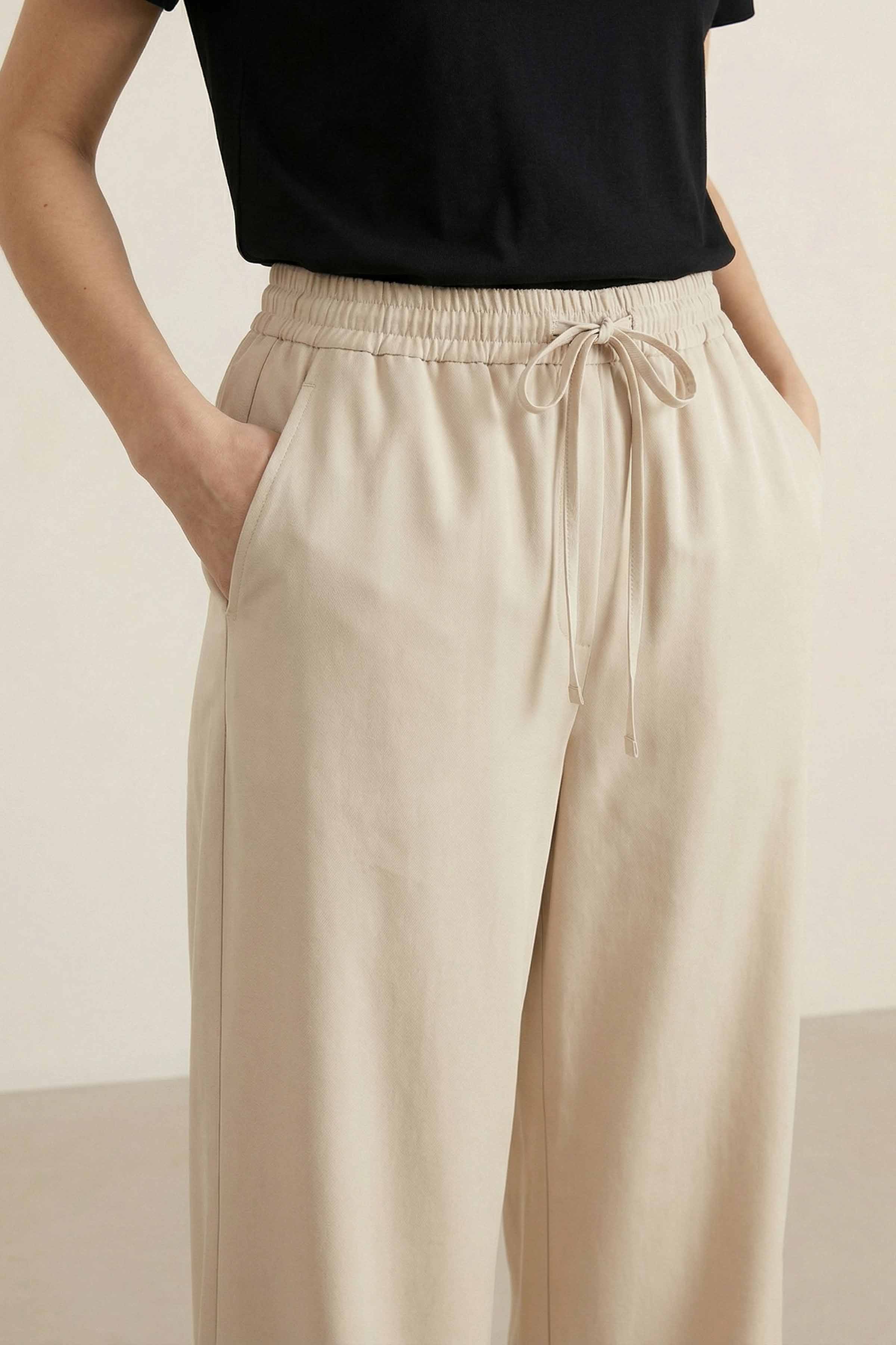 Beige Women Pants-447980118