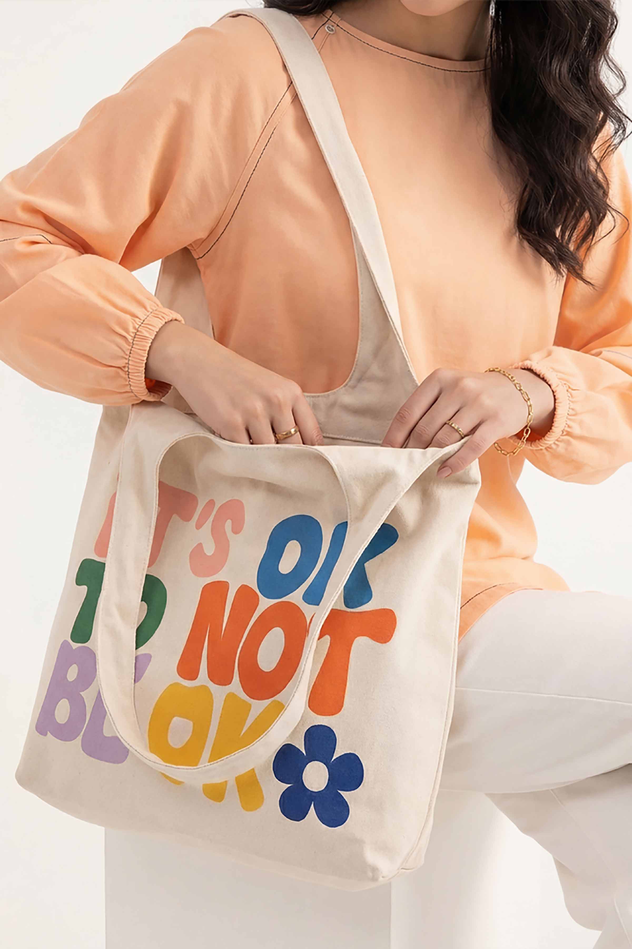 Off White Fabric Bag-448232107