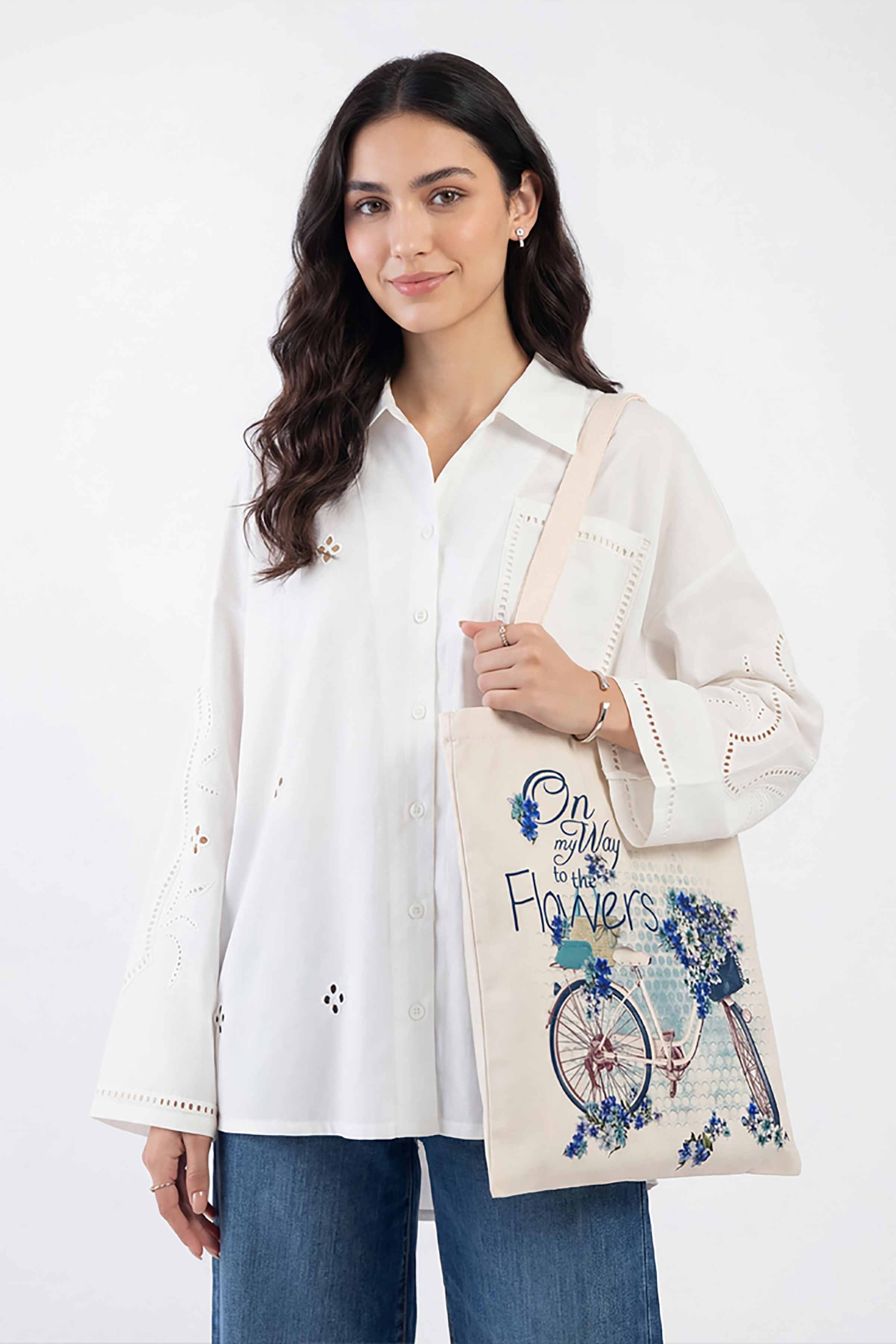 Off White Fabric Bag-448302107