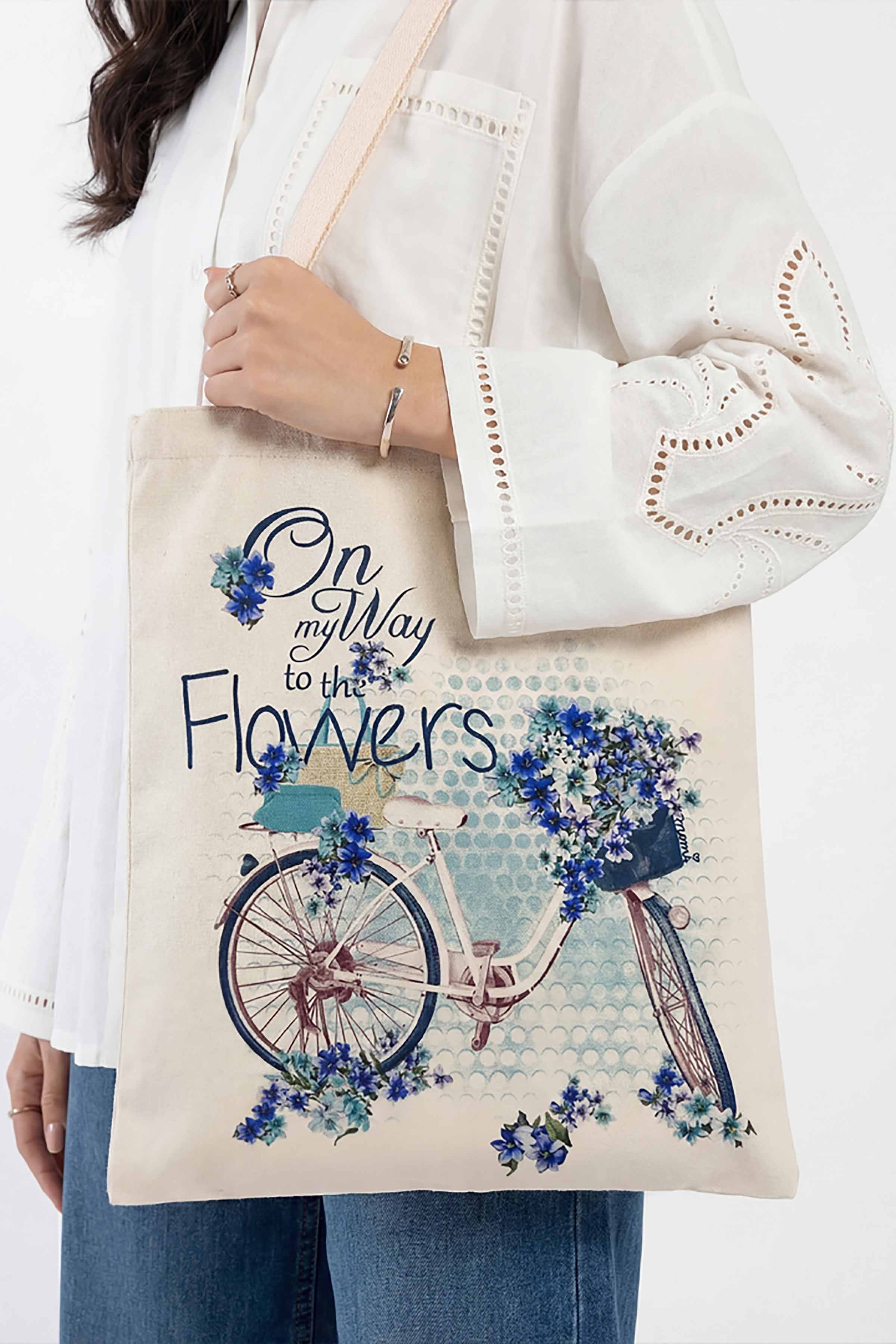 Off White Fabric Bag-448302107