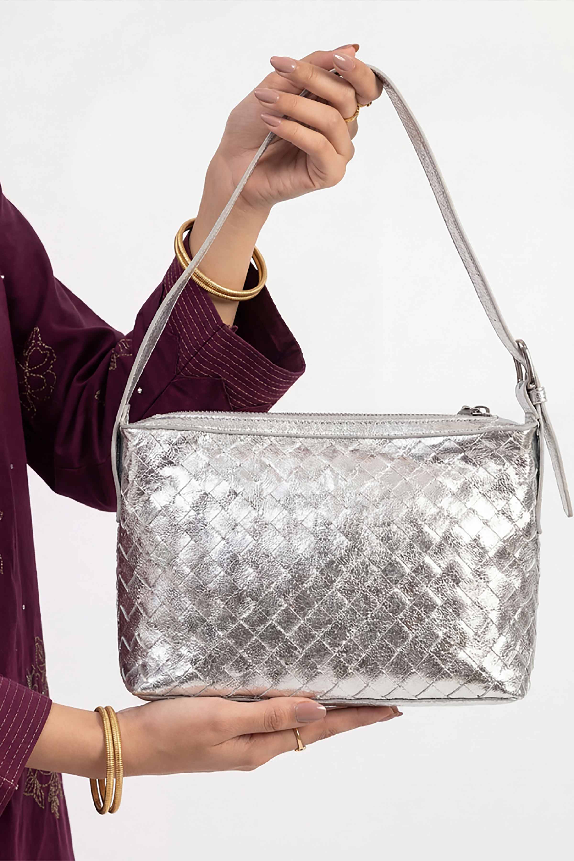 4way Bag／silver leather Silver Evening Bag-448982120