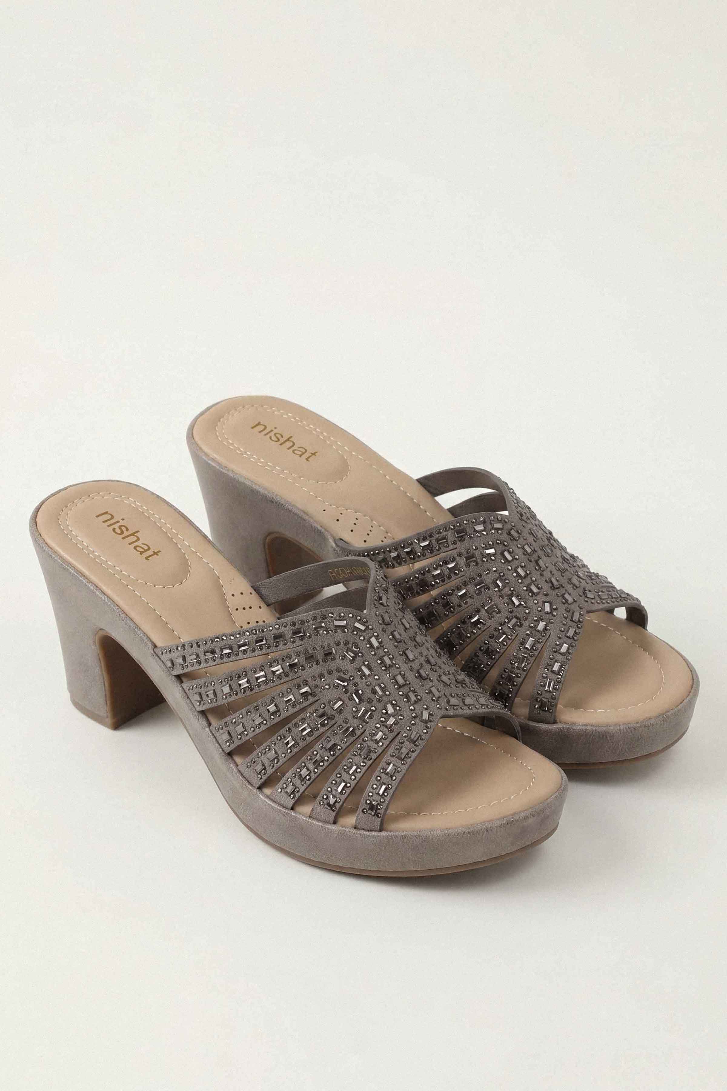 Grey Block Heels-1717492911