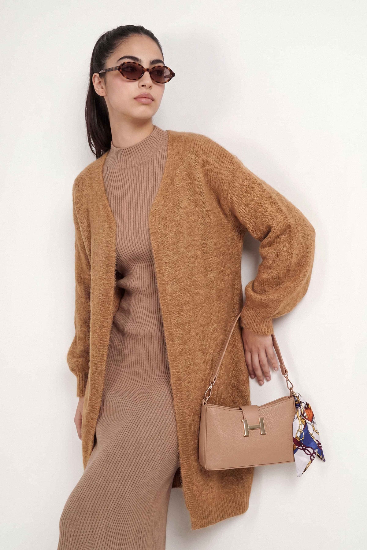 Camel Long Sweater-1719000129 for Women – Long Sweaters Collection | Nishat | Shop Online