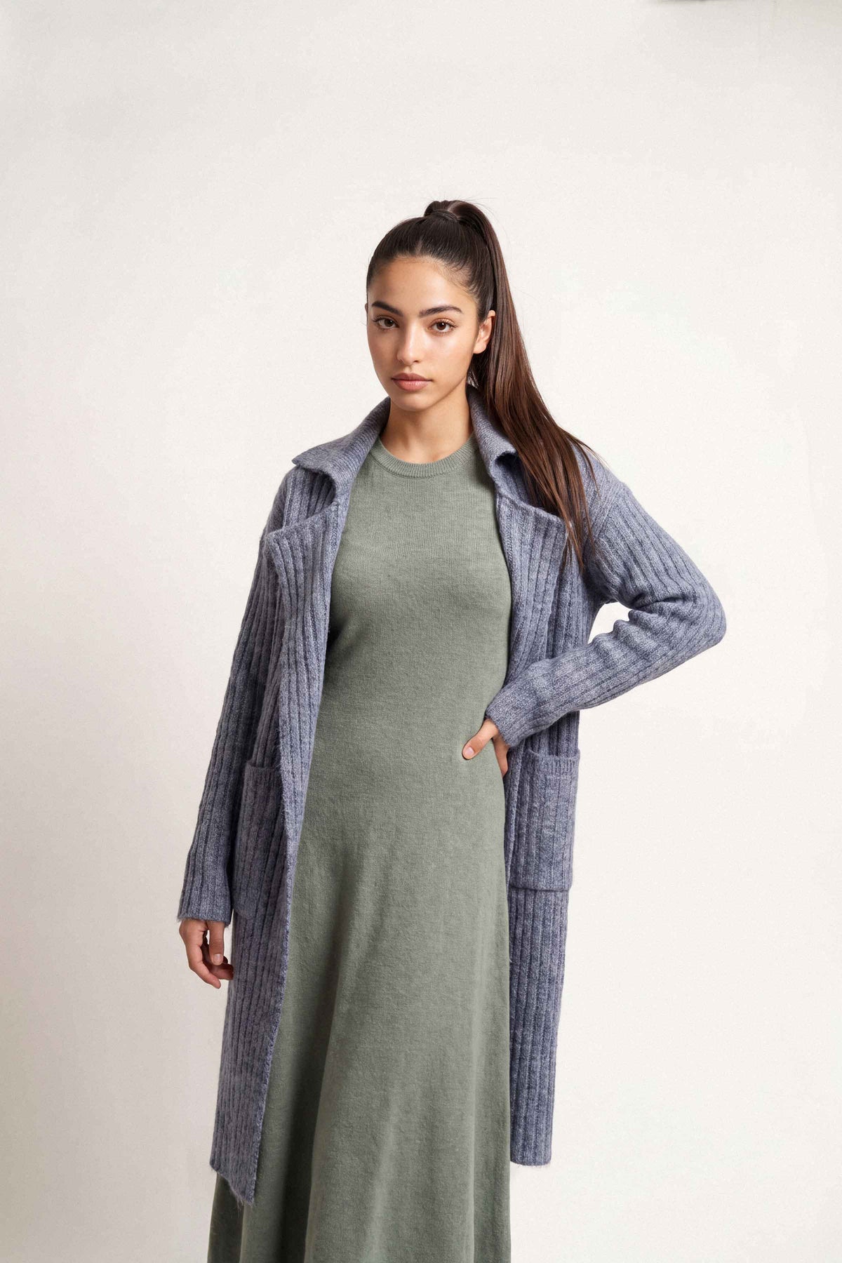 Grey Long Sweater-1719020111 for Women – Long Sweaters Collection | Nishat | Shop Online