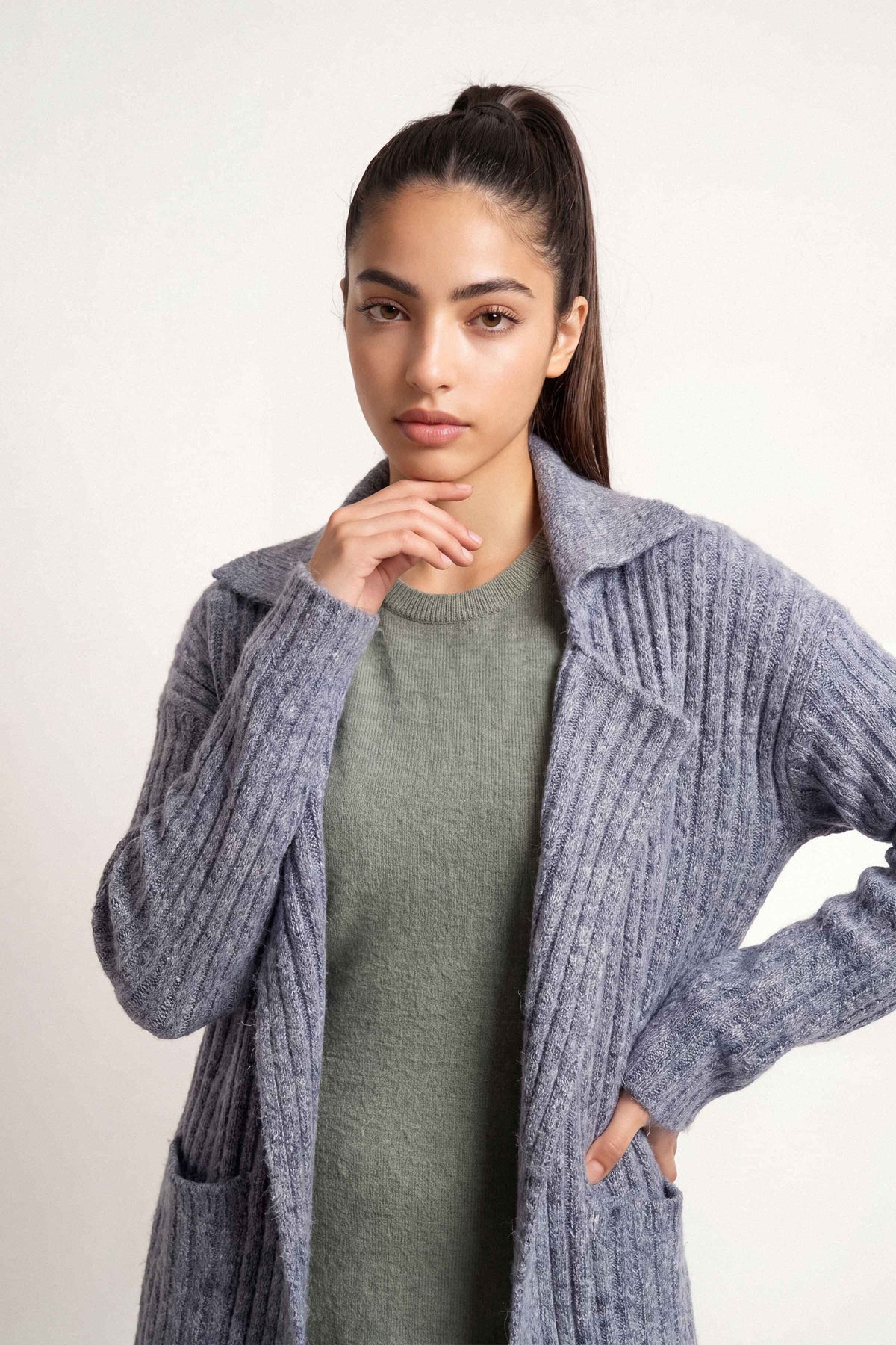 Grey Long Sweater-1719020111 for Women – Long Sweaters Collection | Nishat | Shop Online