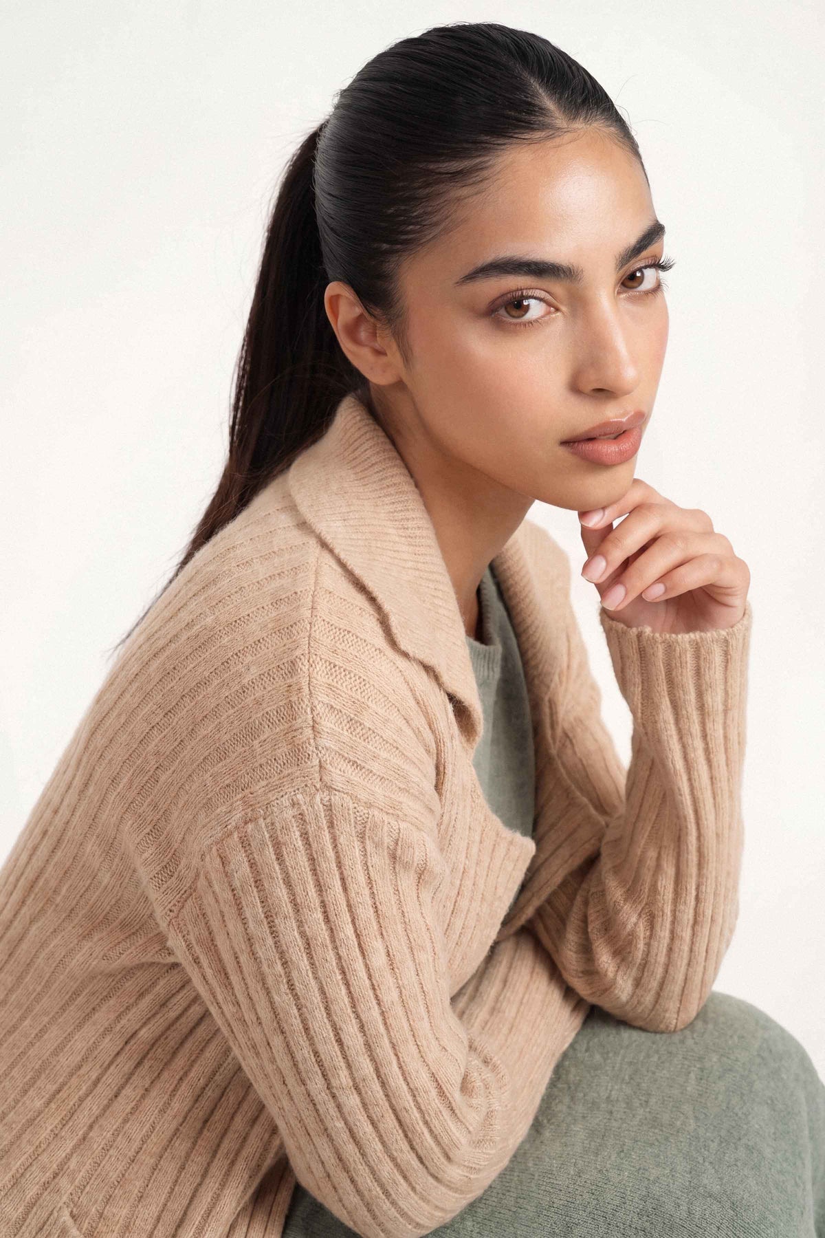 Light Beige Long Sweater-1719020118 for Women – Long Sweaters Collection | Nishat | Shop Online